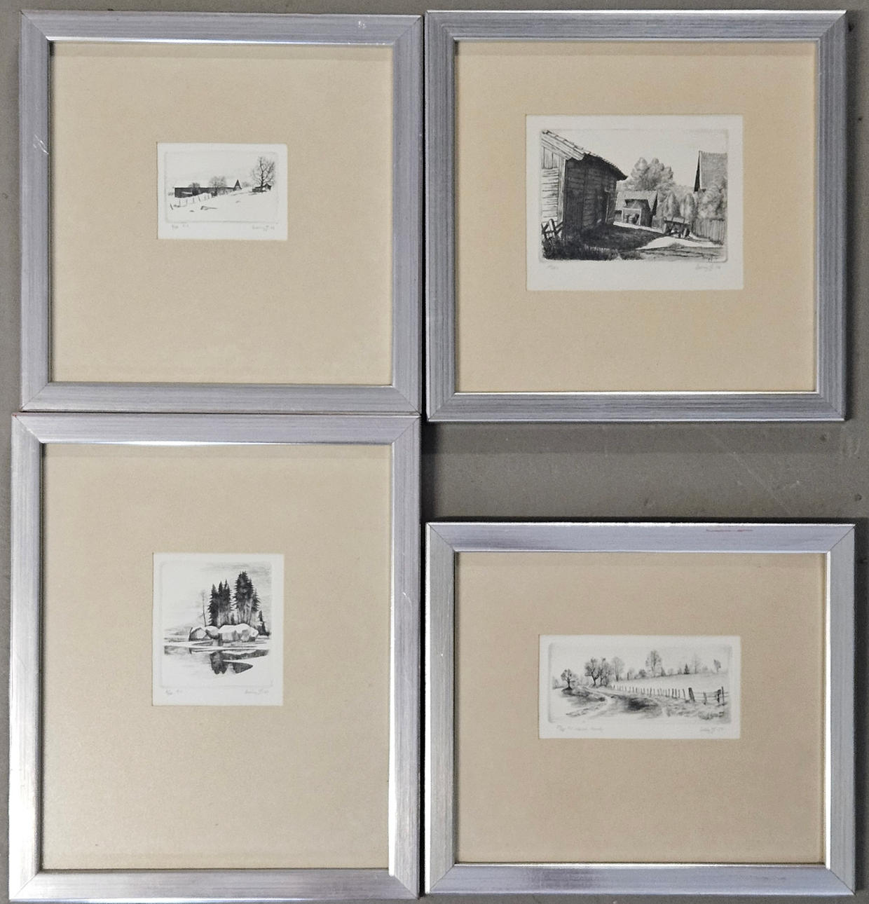 ERLING JOHANSSON. Four etchings, signed.