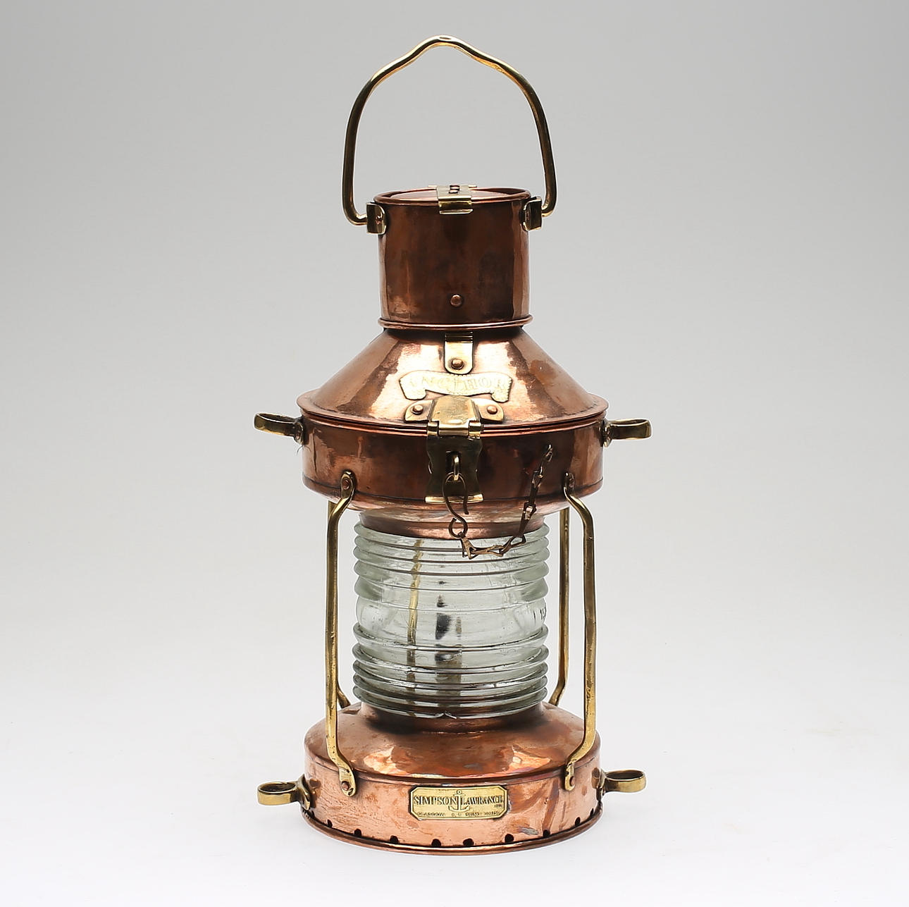 FOTOGENLAMPA, koppar och glas, Simpson Lawrence, Skottland.