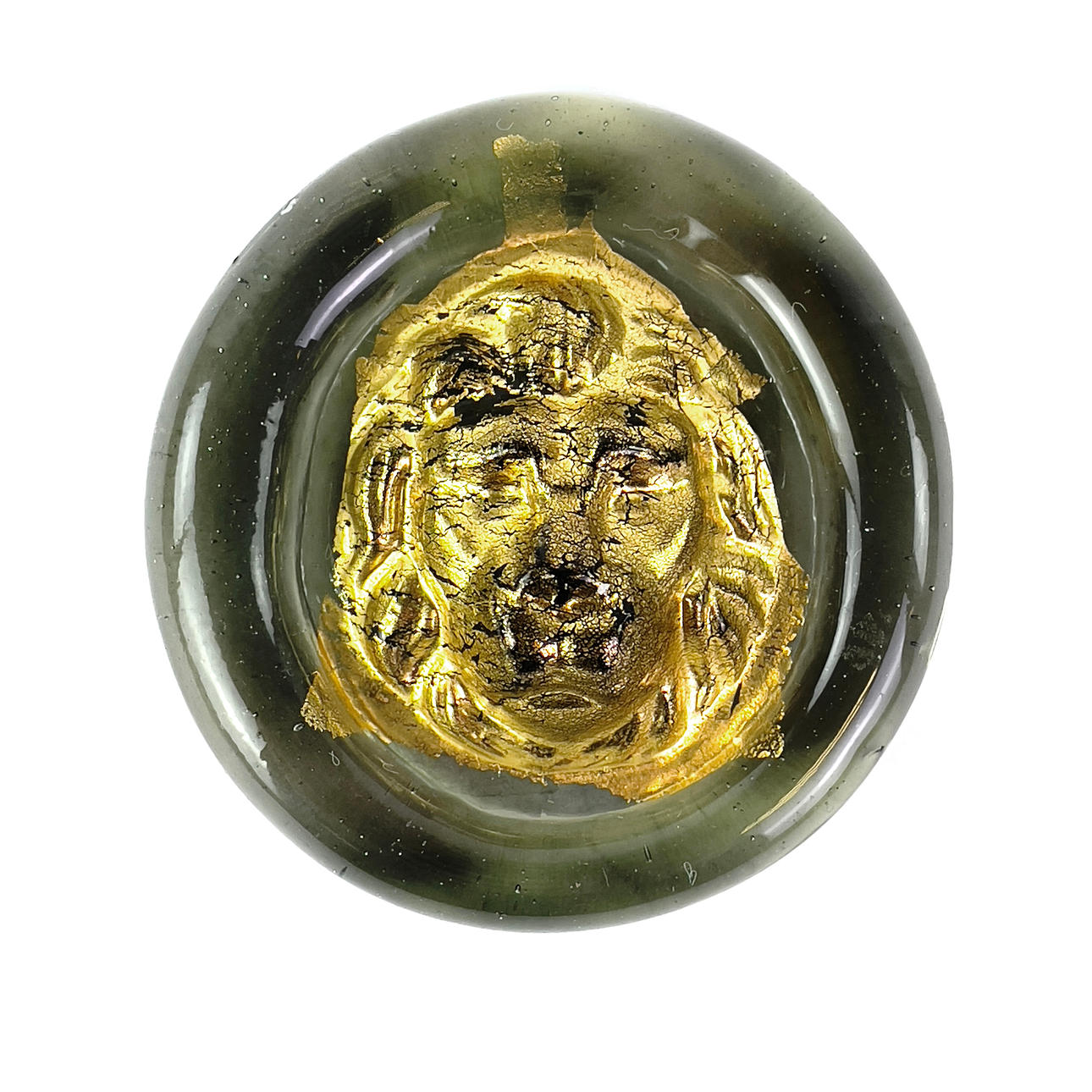 MURANO, paperweight, glass with lion decoration, Venice, Italy. In