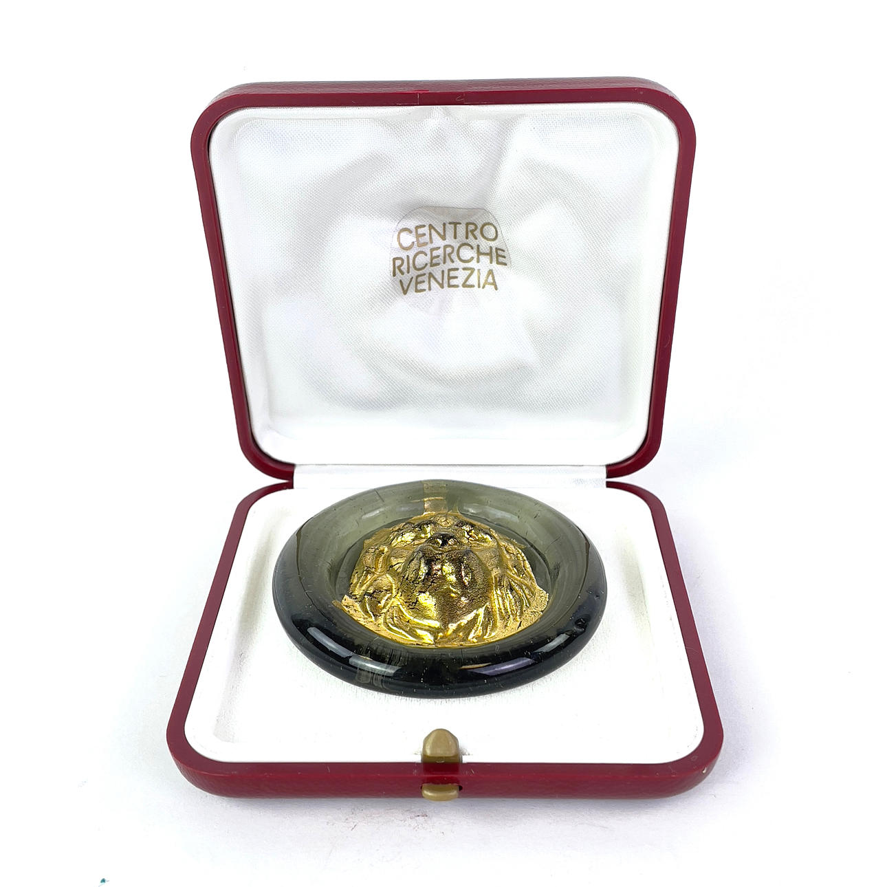 MURANO, paperweight, glass with lion decoration, Venice, Italy. In