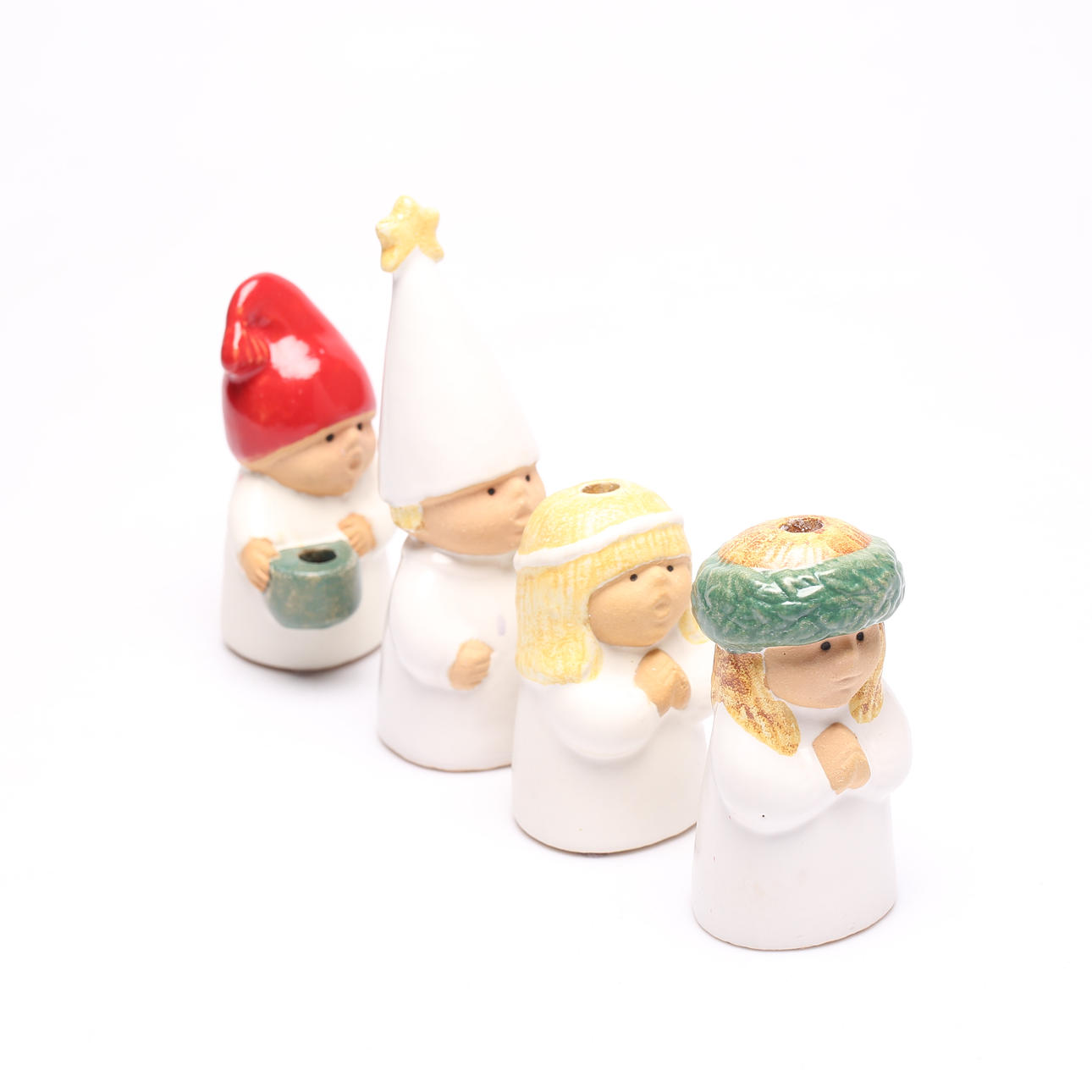 Un juego de 4 candelabros de gres, Lisa Larson, Rörstrand.