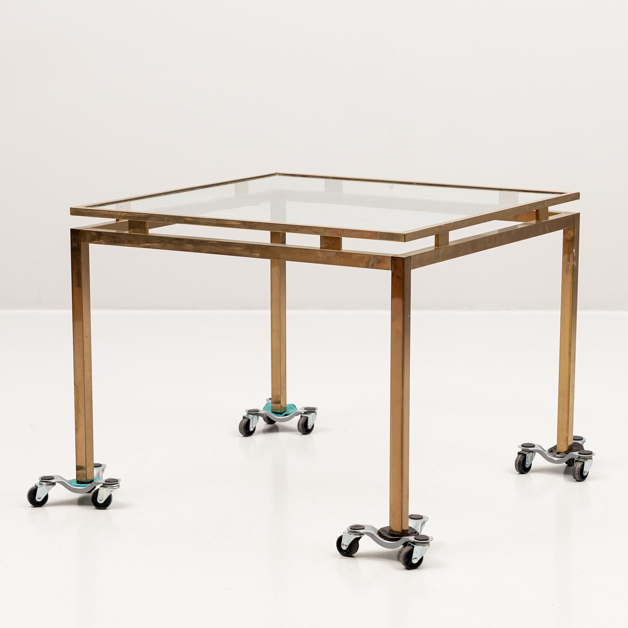 KAFFEETISCH, Glasplatte, Messing, NK.