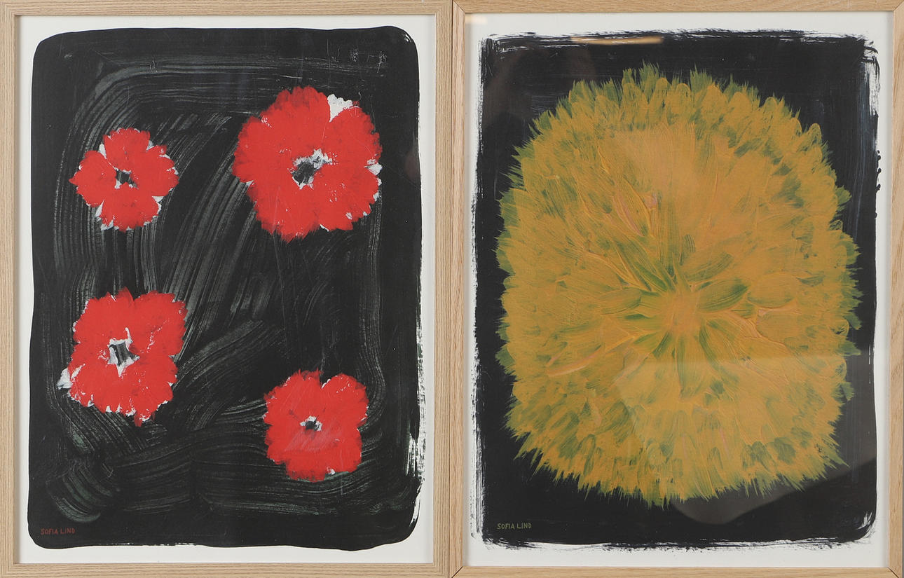 AFTER SOFIA LIND. Compositions with flowers, 2 pieces prints.
