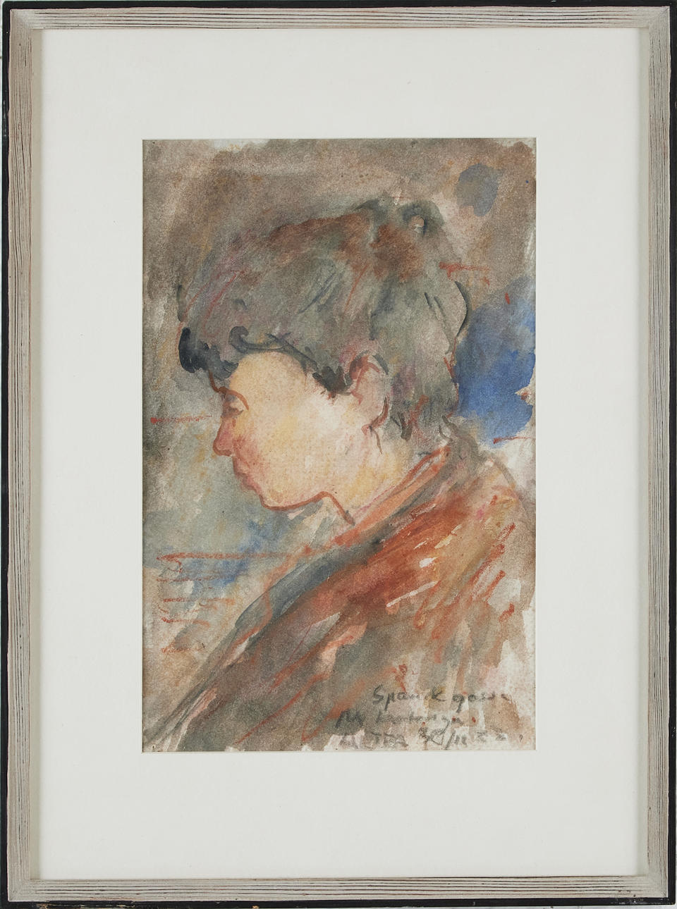 OIDENTIFIERAD KONSTNÄR. „Spanischer Junge“, Aquarell und Ölkreide auf Papier, undeutlich signiert und datiert, erste Hälfte des 20. Jahrhunderts.