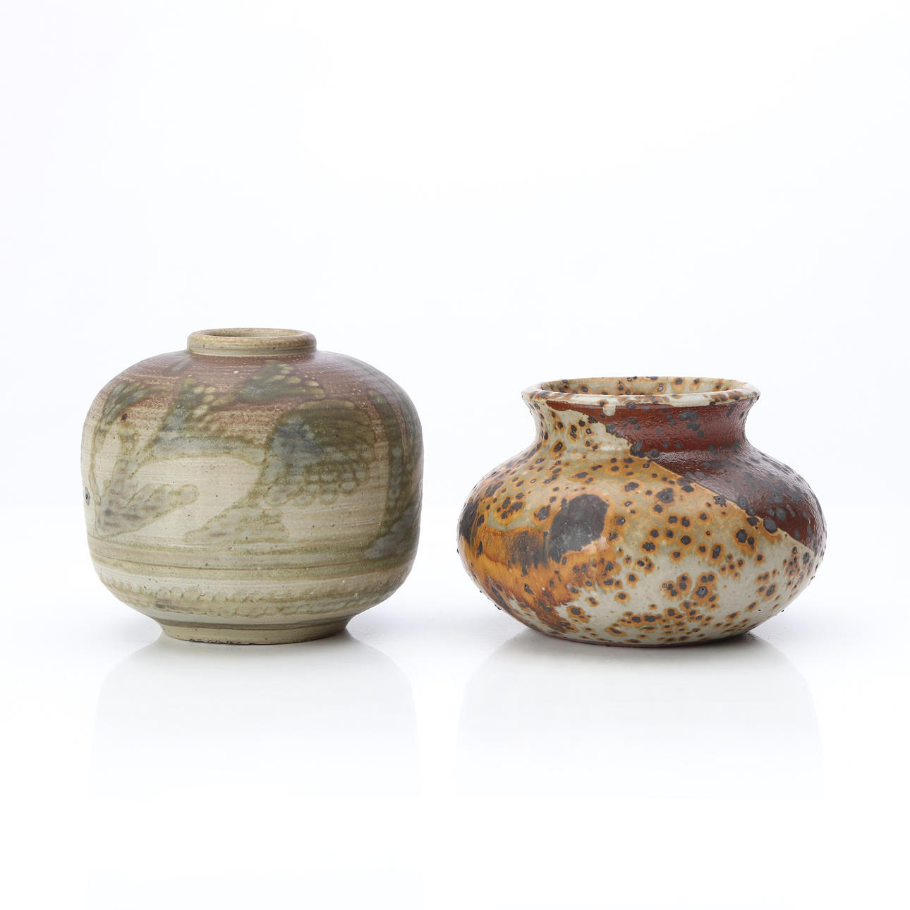 VASES, TWO PCS. Stoneware. Rolf Palm and Edgar Böckman, signed below.