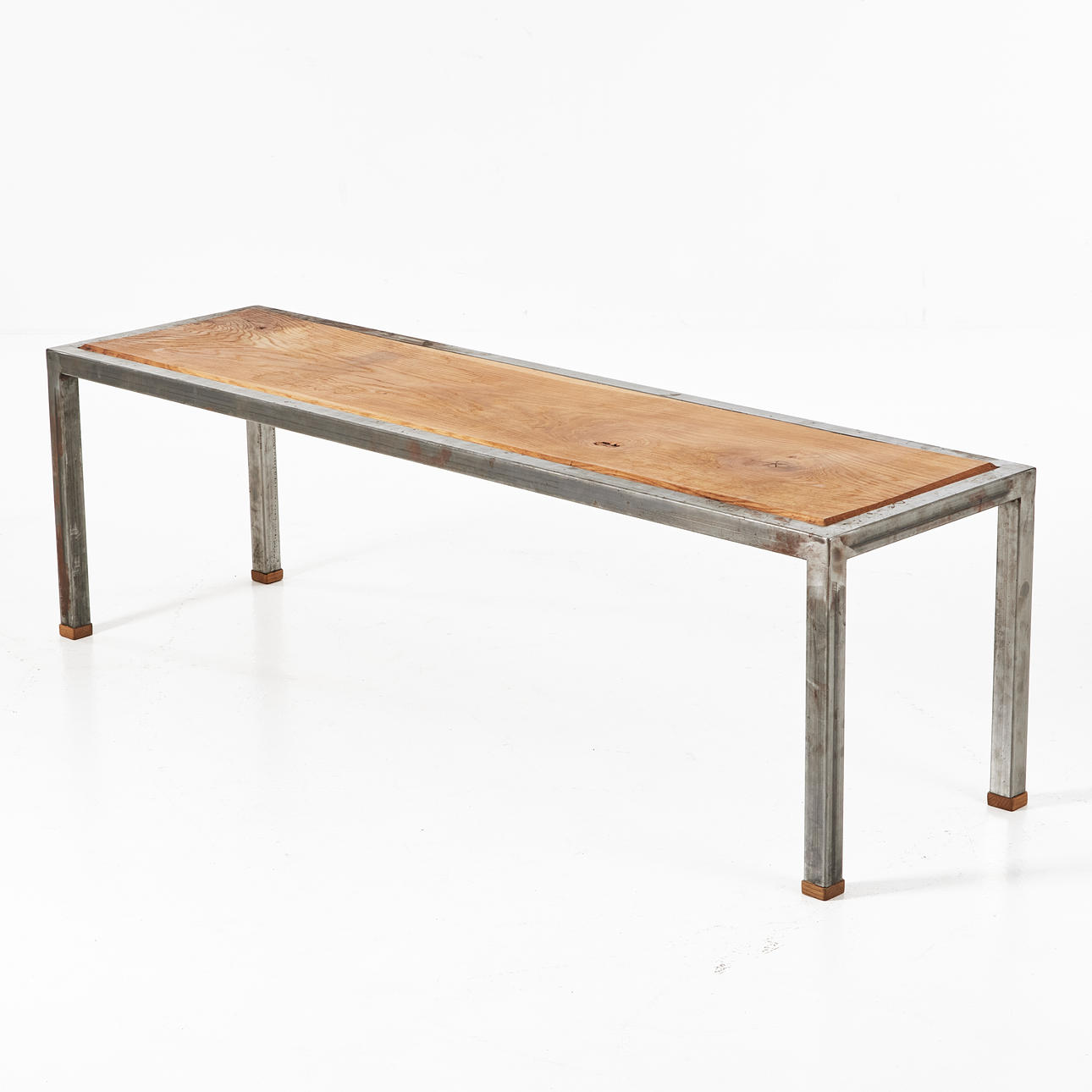 TABLE, coffee table, steel frame, recessed walnut top, contemporary design.