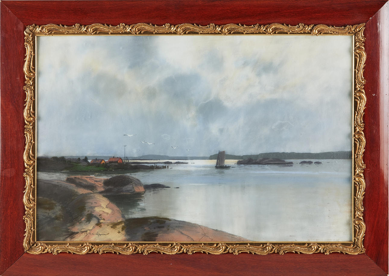 CARL BRANDT. Archipelago landscape, pastel, signed.