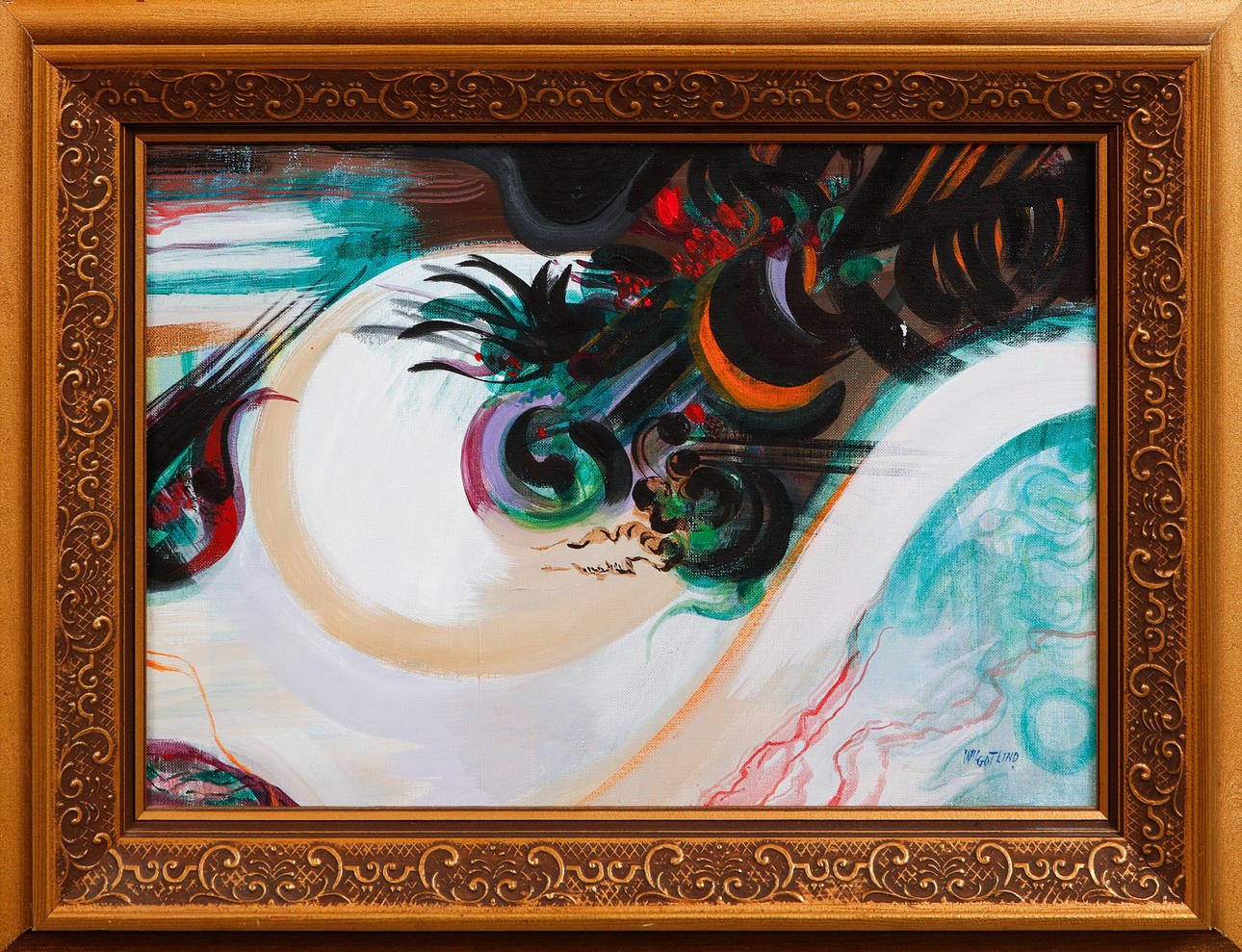 WILGOT LIND. abstract composition, oil on canvas, signed.