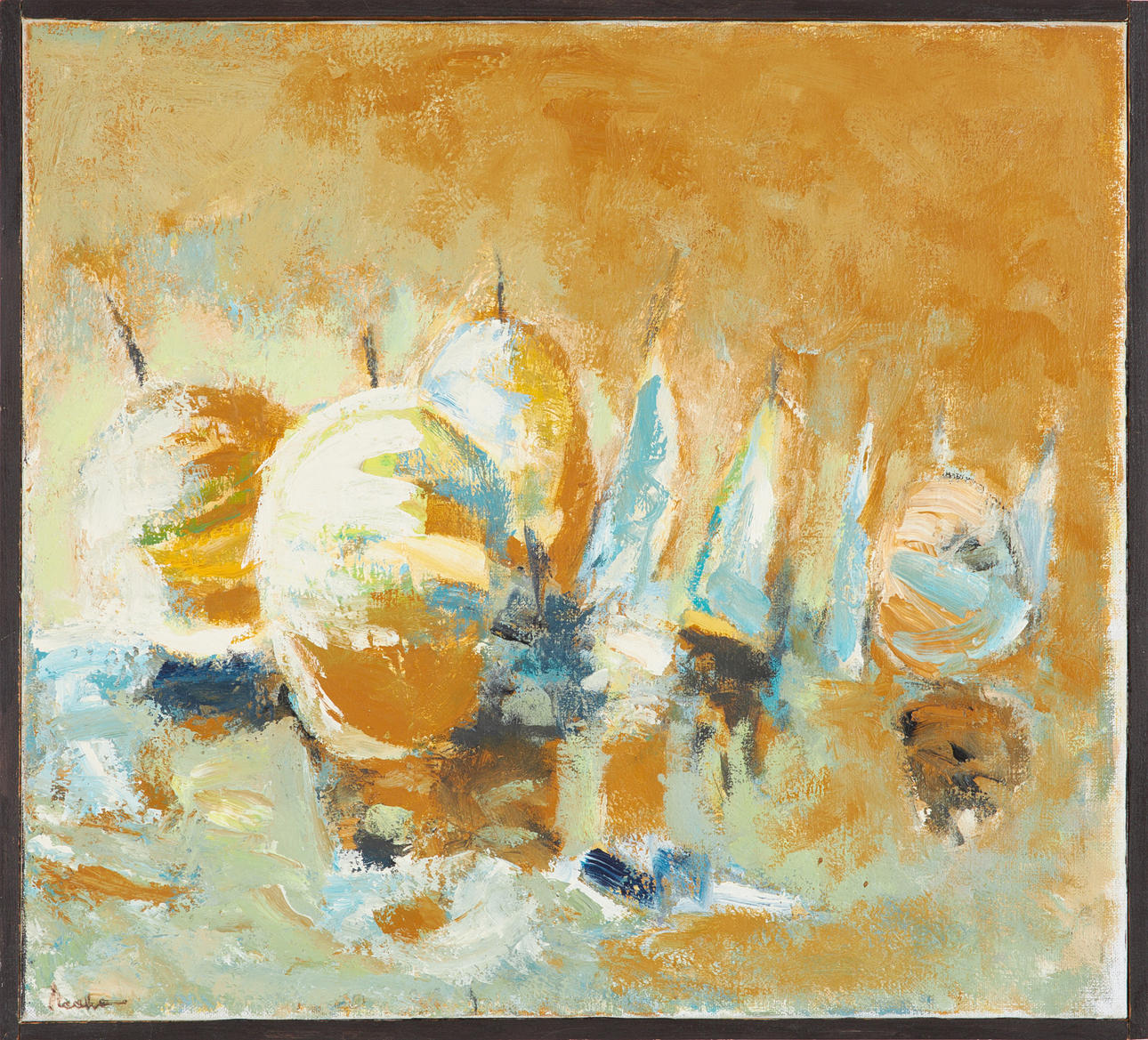 OIDENTIFIERAD KONSTNÄR. Abstract composition, oil on canvas, signed.