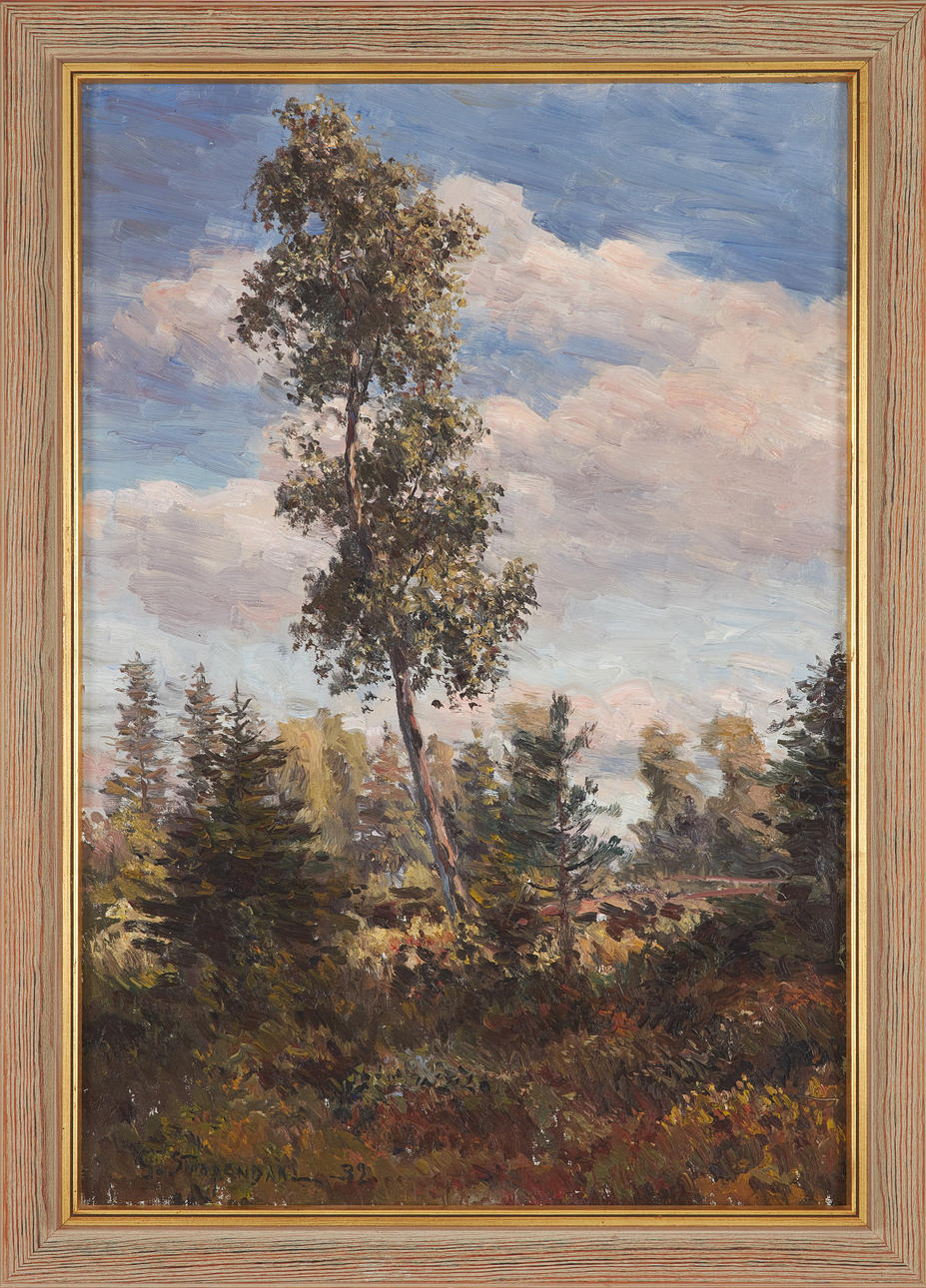 GEORG STOOPENDAAL. Forest motif, Oil on canvas, signed and dated.