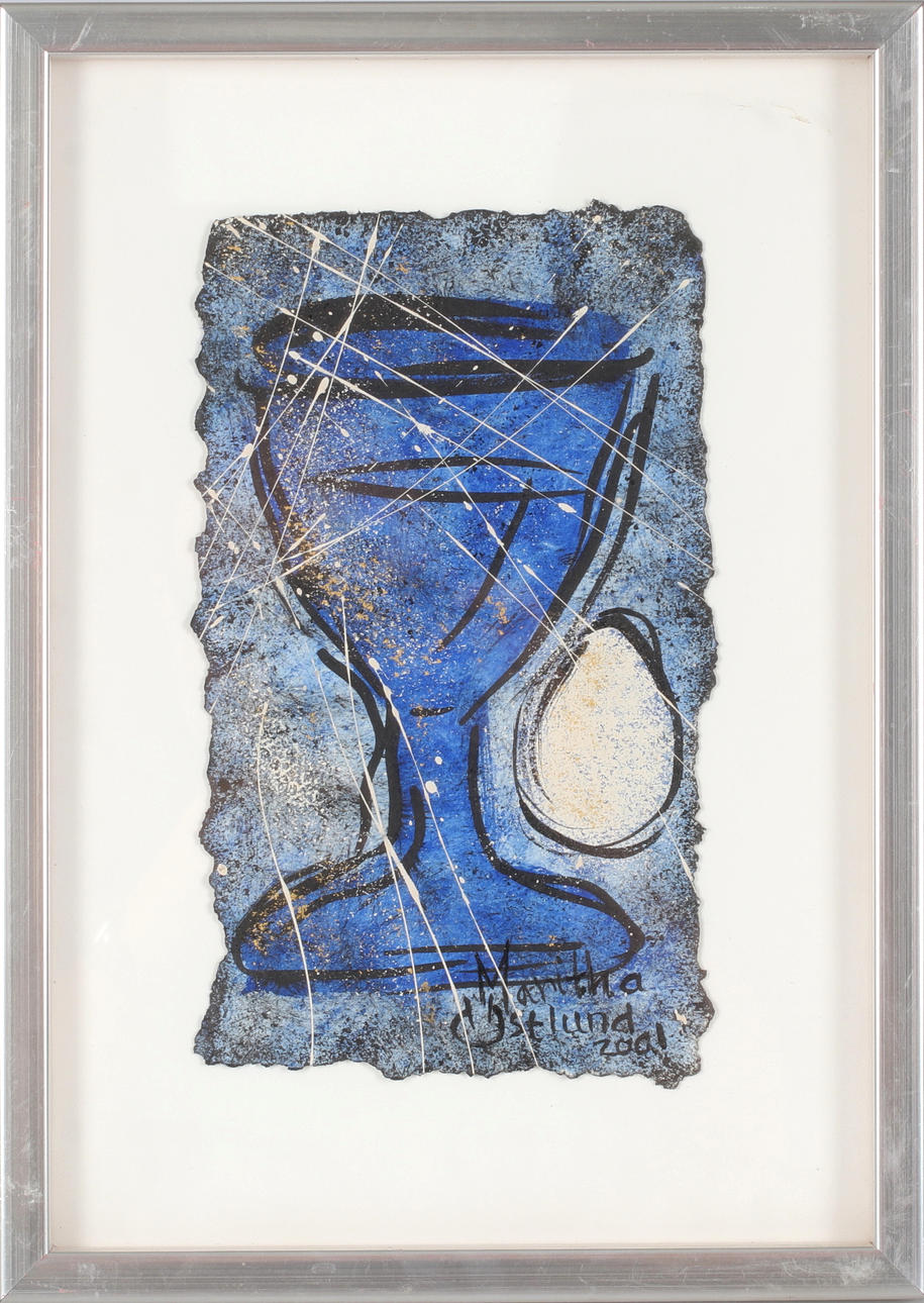 MARITHA ÖSTLUND. Composition, mixed media, signed and dated 2001.