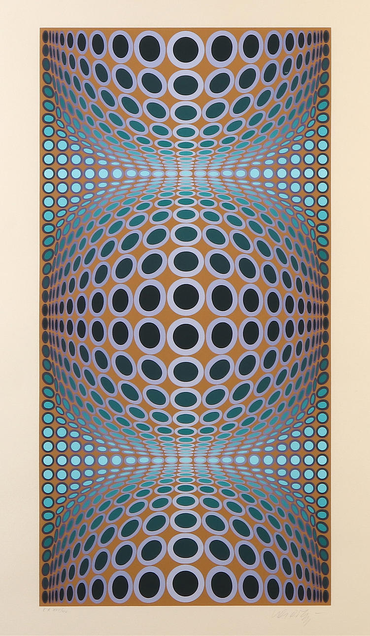 VICTOR VASARELY. Screen printing, EA XVII/XXV. Geometric composition. Signed.