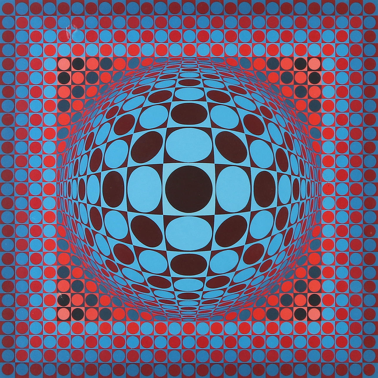 VICTOR VASARELY. Screen printing, 2/250. Geometric composition. Signed.