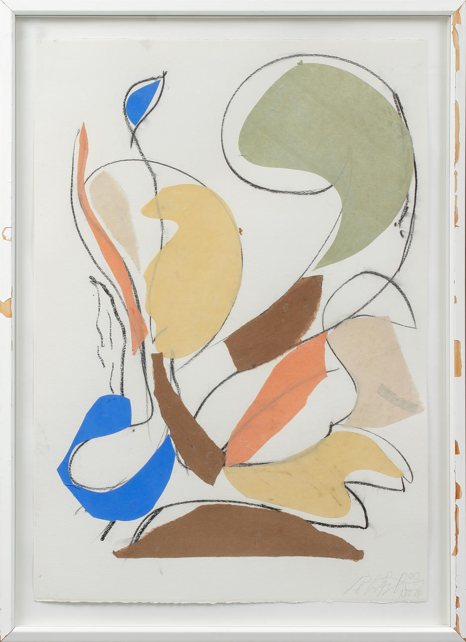 PETER ÅSTRÖM. “Collage, with blue”, collage and chalk on paper, signed and dated -88.