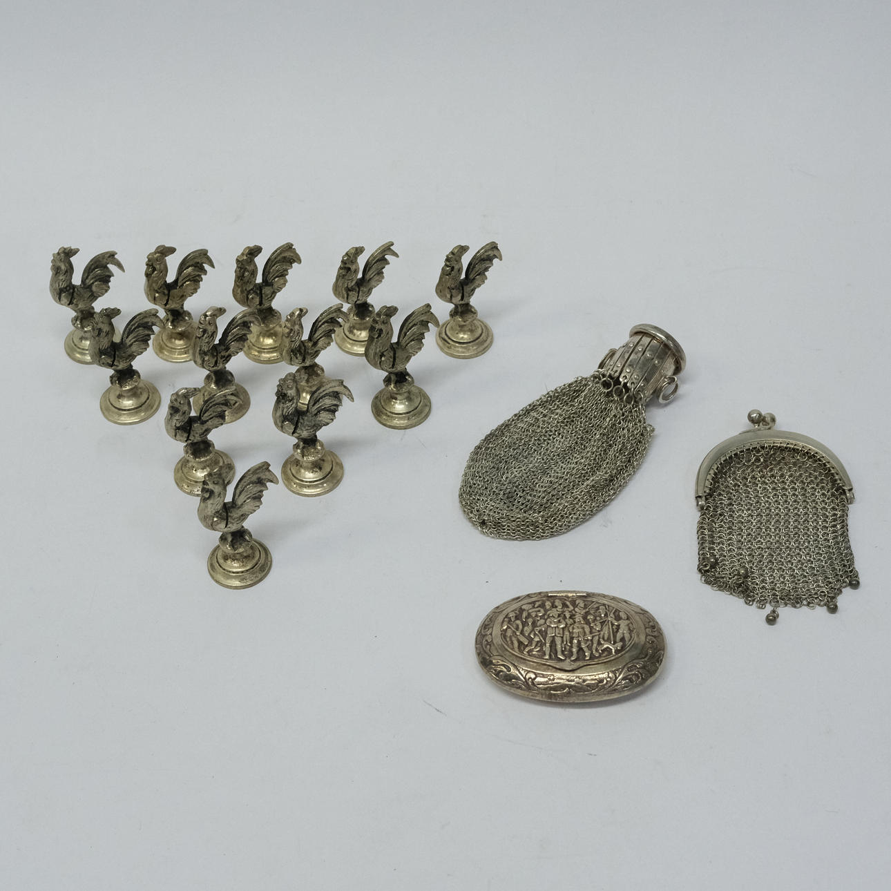 PLACEMENT CARD HOLDER, TWO EXCHANGES AND PILL BOX.