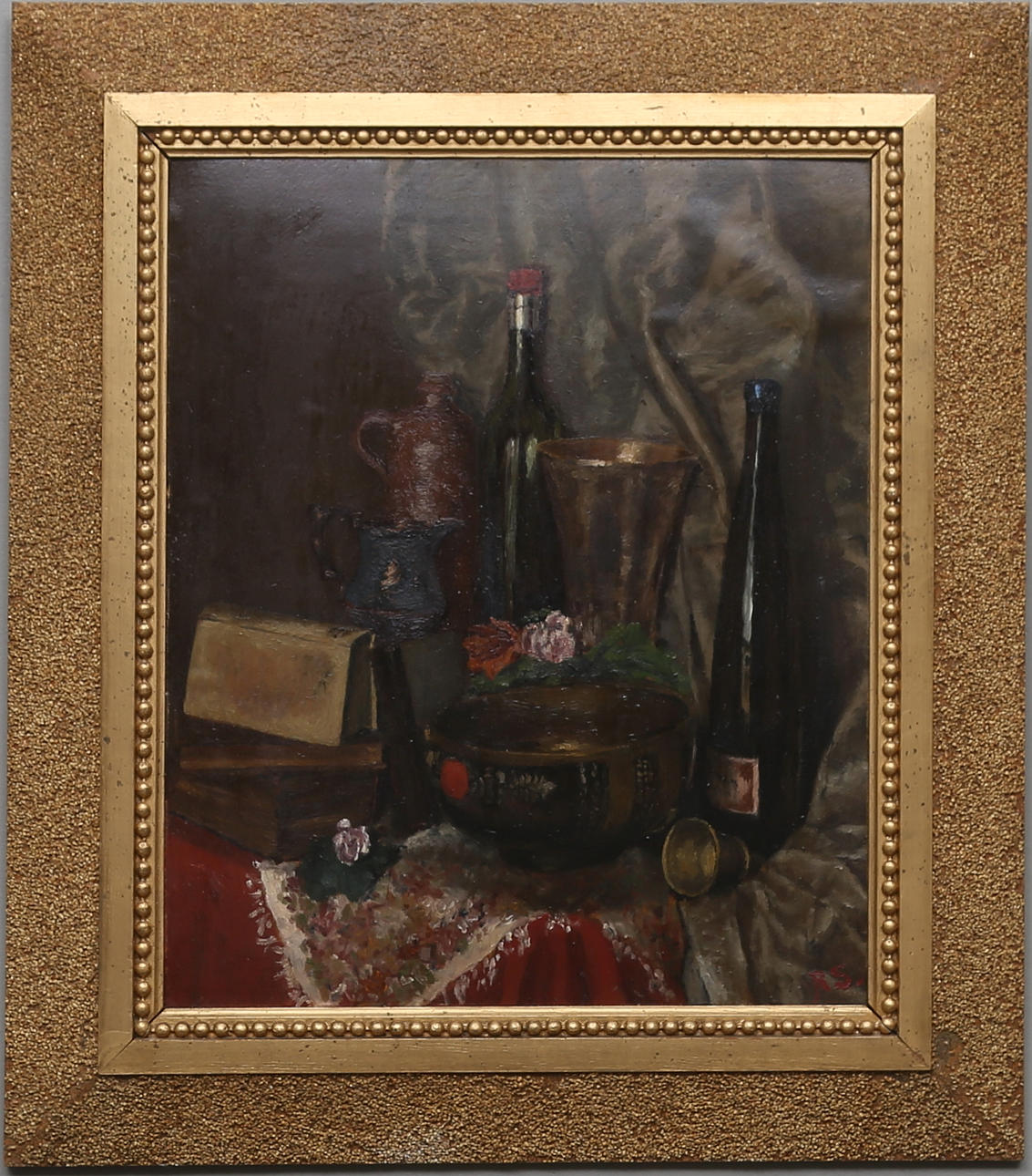 OIDENTIFIERAD KONSTNÄR. Olja på pannå, signerad RS.