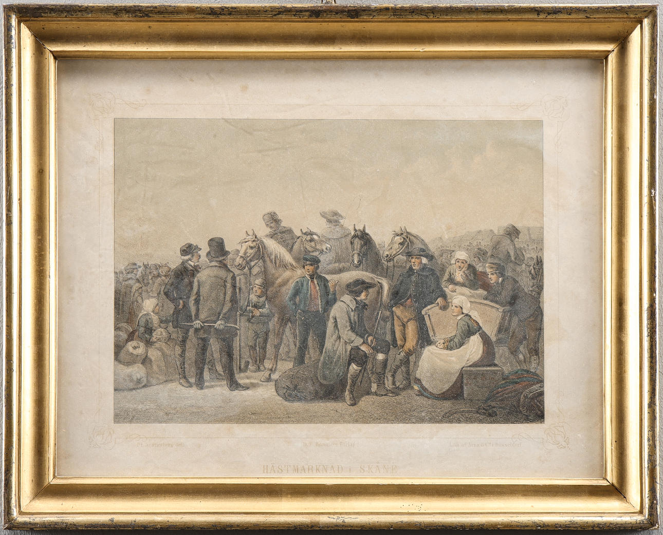 ÆLDRE PRINT Hestemarked i Skåne.