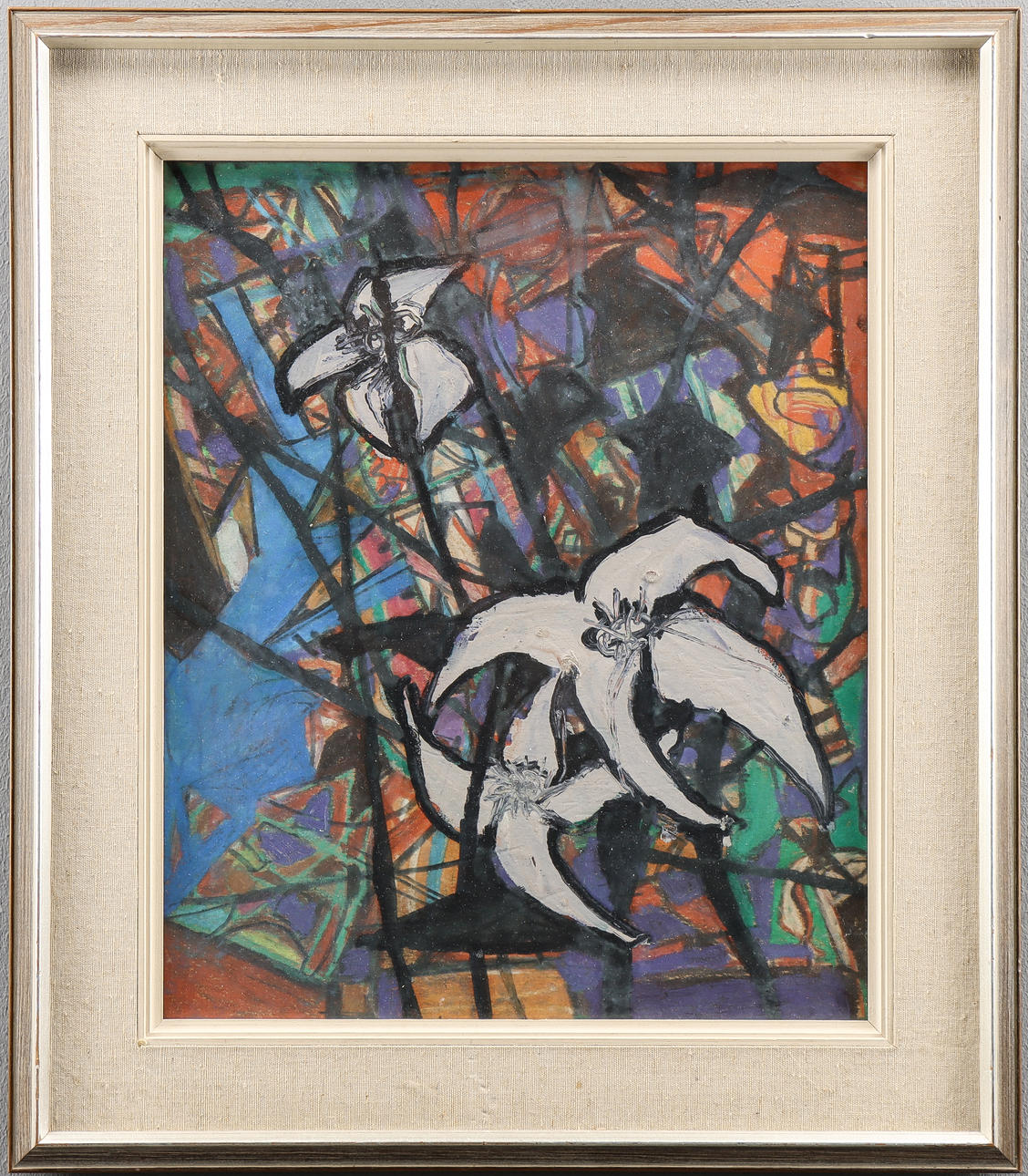 UNIDENTIFIED ARTIST mixed media, monogram signed on the back.