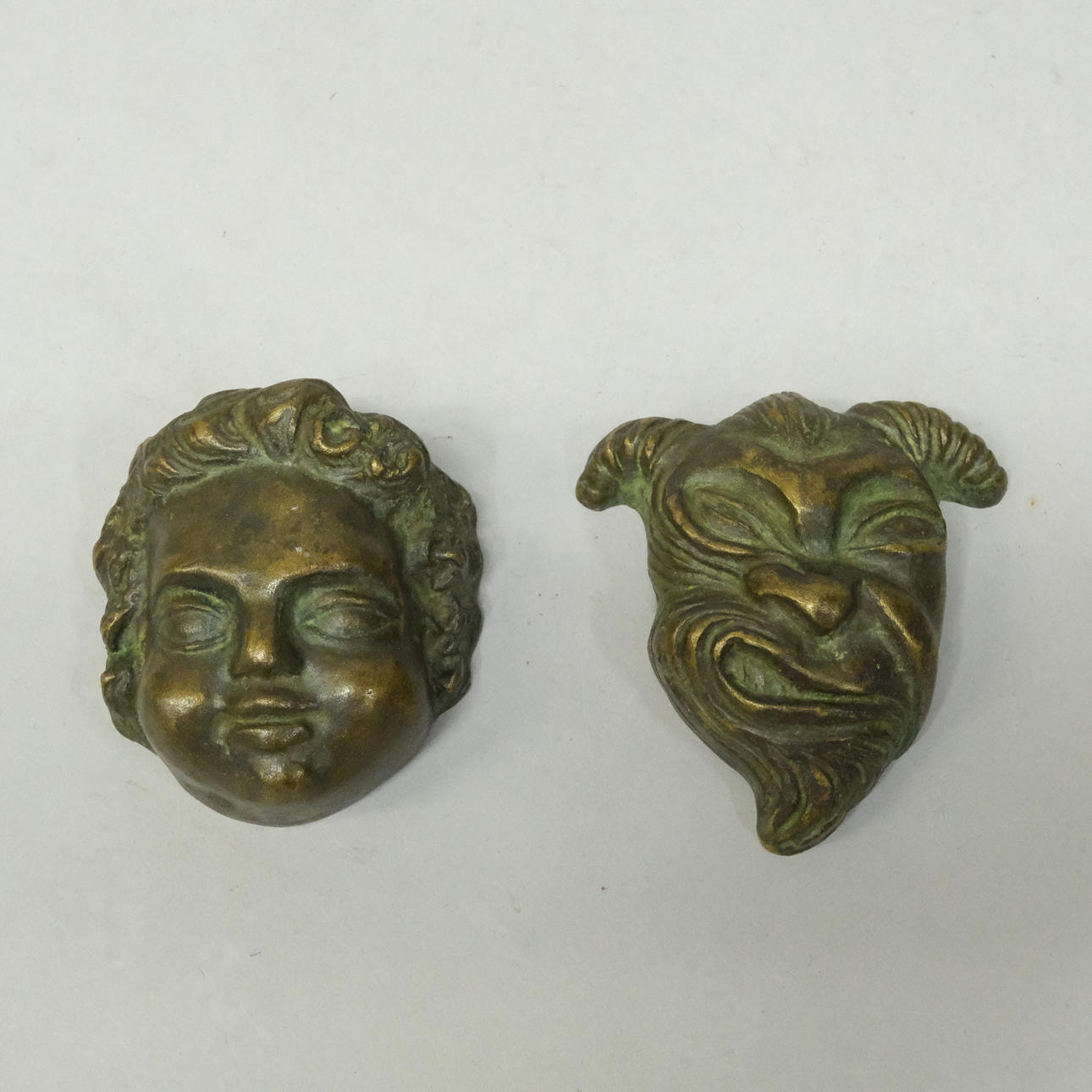 WALL RELIEFS, BRONZE, TWO PIECES.