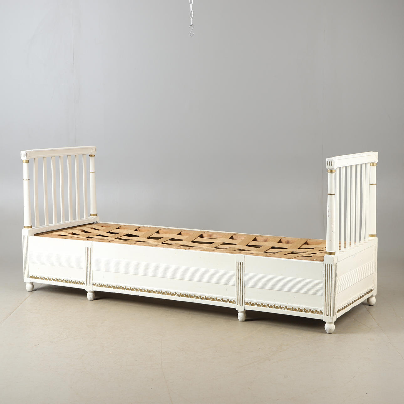 SOFA BED, white painted with gilding, Gustavian style.