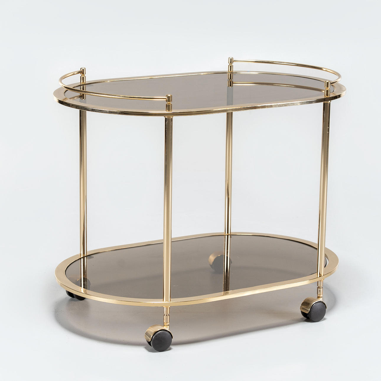 Serving trolley, Brass, Glass. 20th century.