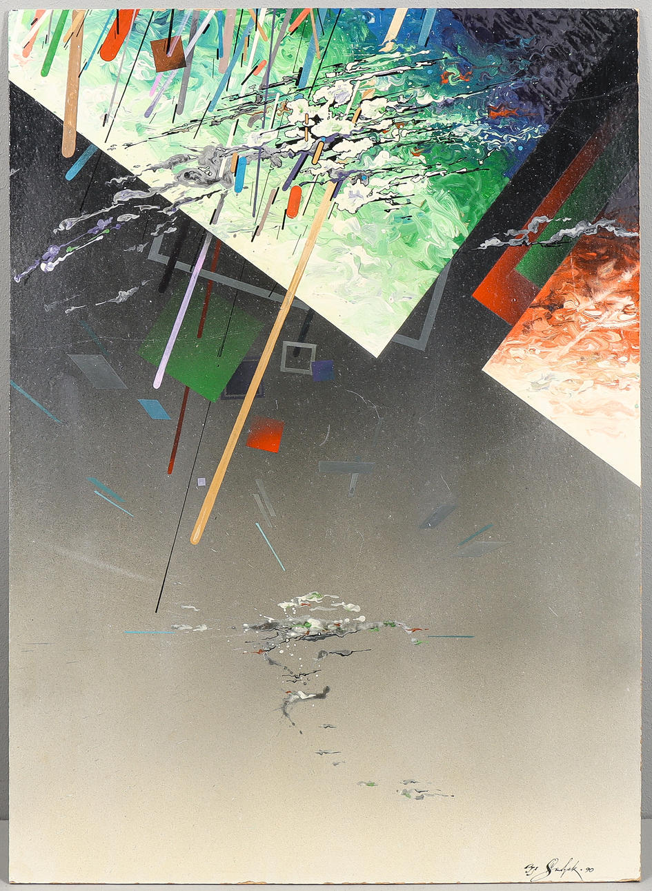 IGOR SMOLYAK mixed media on masonite, signed.