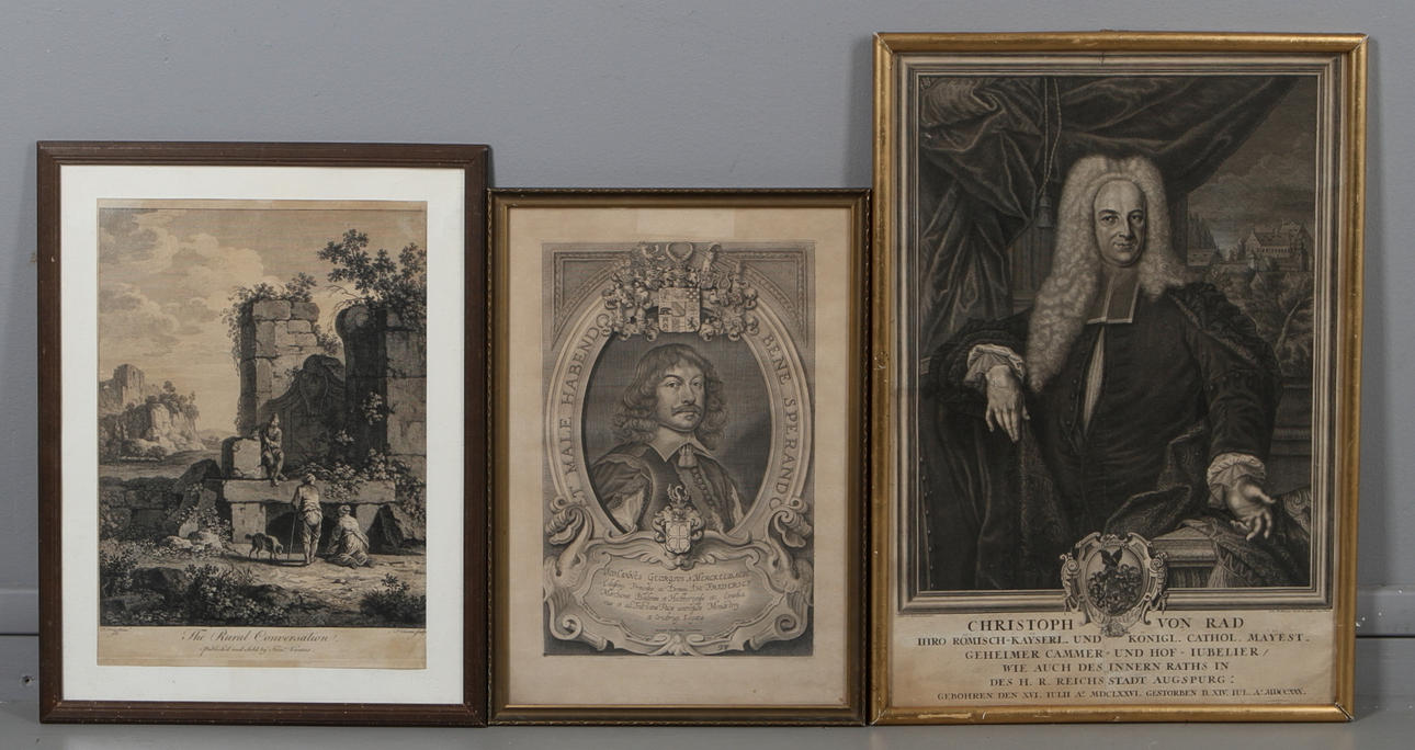 GRAFISKA BLAD, 3 st, bland annat "The Rural Conversation" F.Ferg/F.Vivares, 1700/1800-tal.