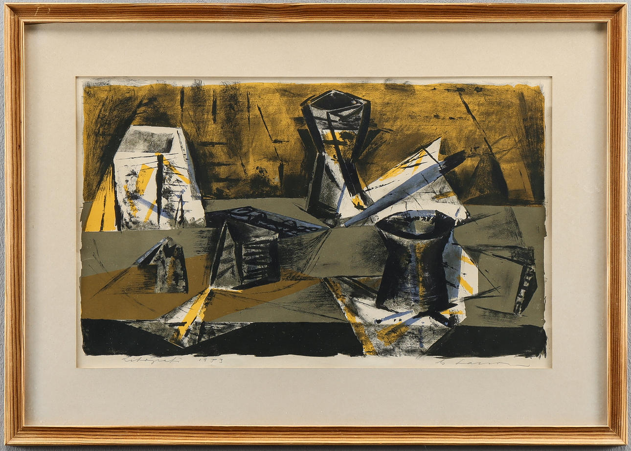 GUNNAR LARSSON lithograph, signed 1953.