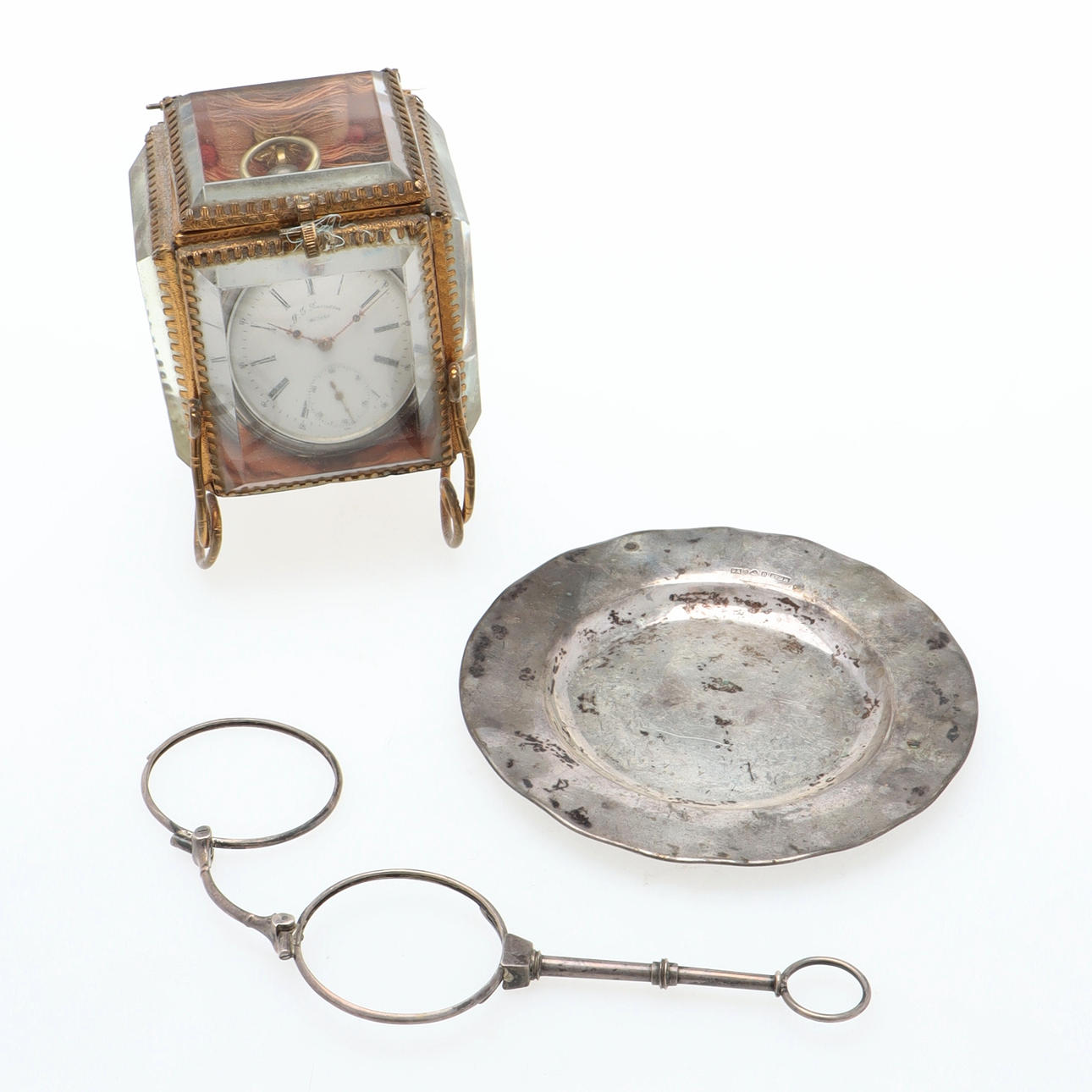 SILVER OBJECTS, 3 pcs, incl. pocket watch.