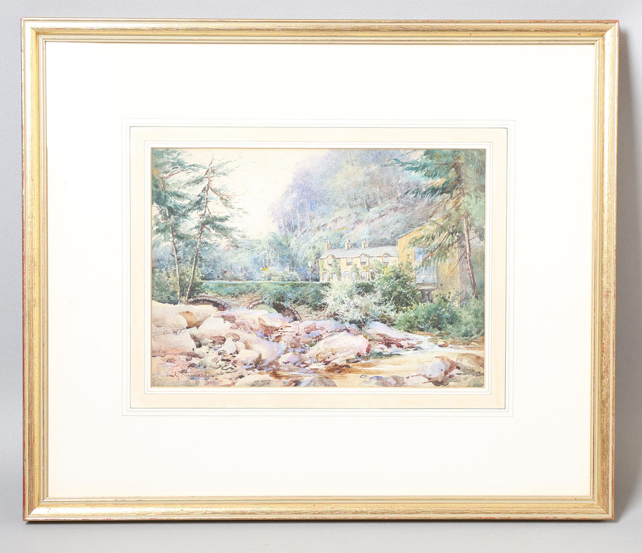 EMILY STANNARD (BRITISH, 1803-1885) "ROCKY LANDSCAPE".