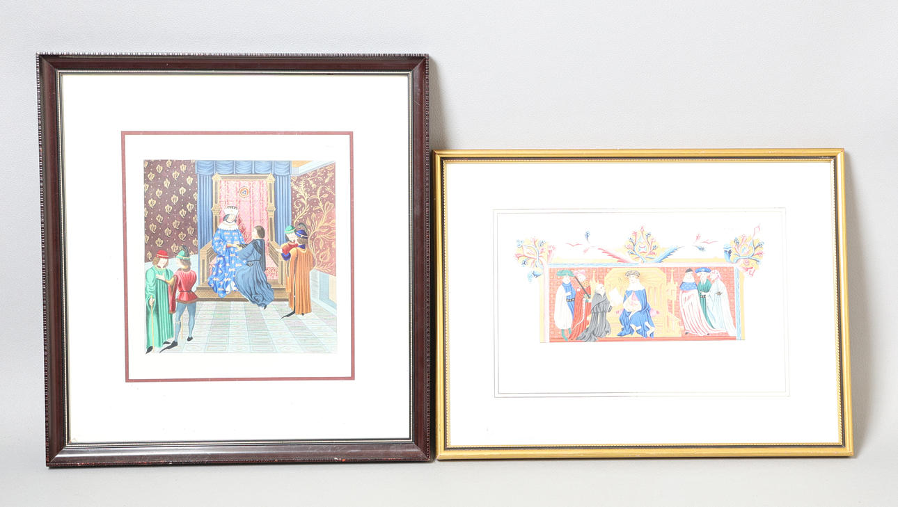 A PAIR OF MEDIEVAL STYLE GOUACHES (2).