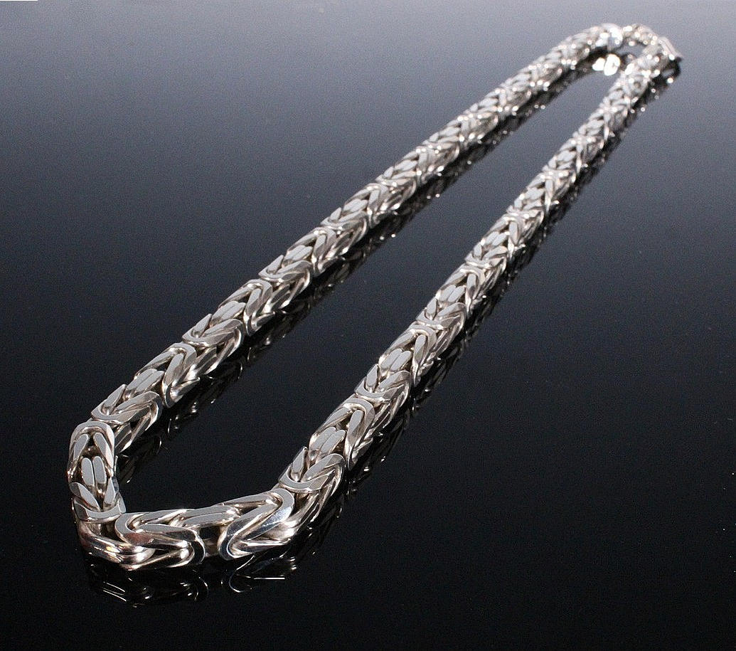 Byzantine chain with carabiner clasp, 925 silver.