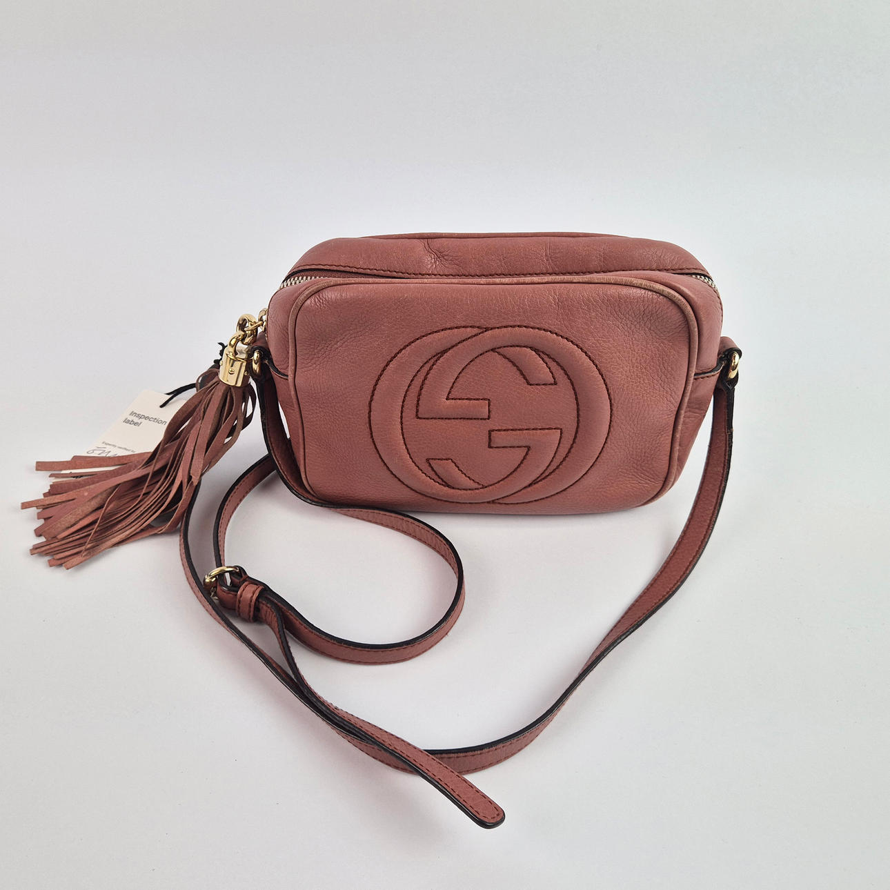GUCCI. SOHO DISCO BAG IN RASPBERRY LEATHER.