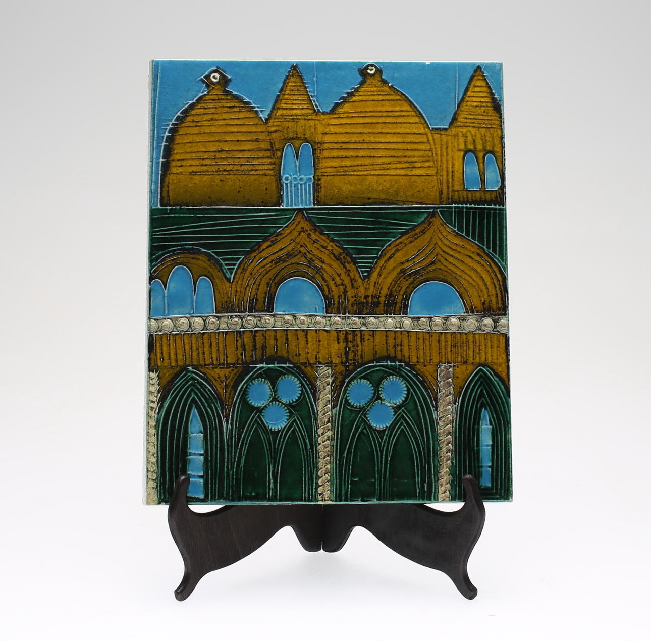 VÄGGPLAKETT, stengods, "Venedig", Lisa Larson, Gustavsberg.