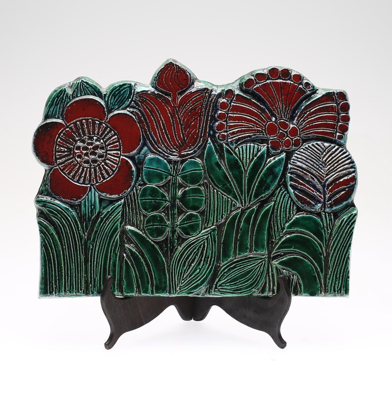 VÄGGPLAKETT, stengods, "Garden", Lisa Larson, Gustavsberg.