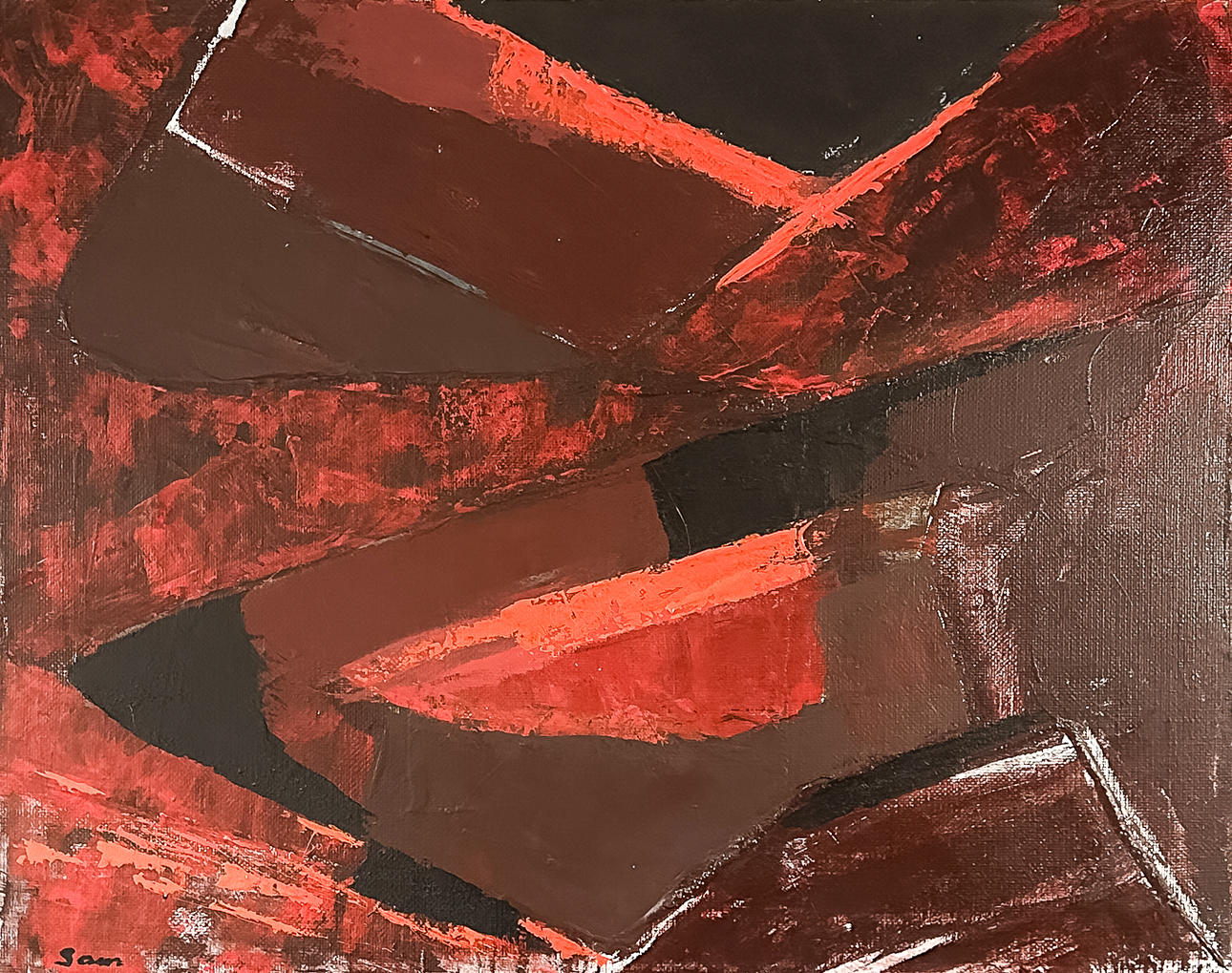 Unknown artist, OIL ON CANVAS, signed, “Red Mountain Formation II”.