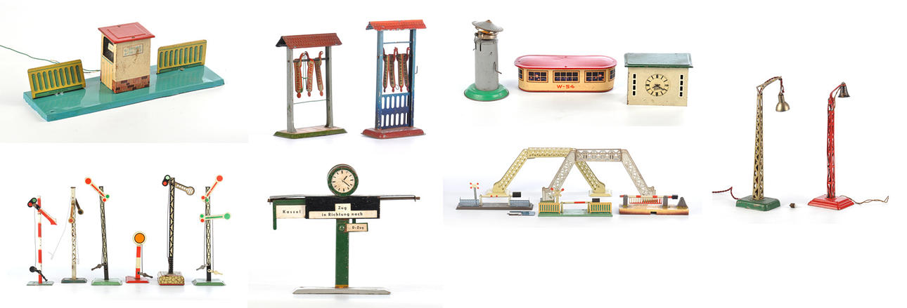 MÄRKLIN, KIBRI, BL.A. modelltågstillbehör. Indikatorlampor, barriärer.
