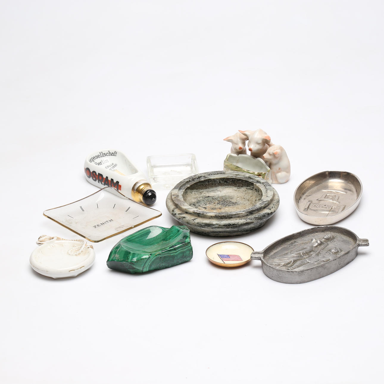 ASHTRAYS, 10 pcs, including advertising from Osram.