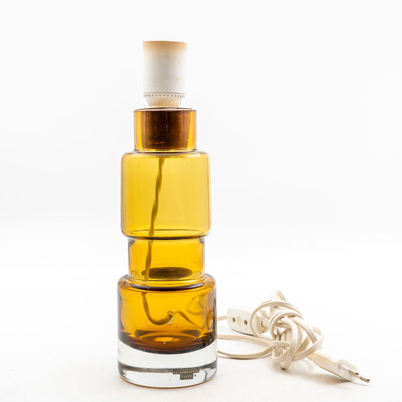 BO BORGSTRÖM. A glass lampstand, Åseda, Swedish Shape.