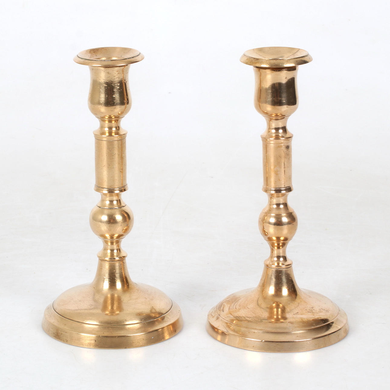 A brass candlestick, No.16, Skultuna.