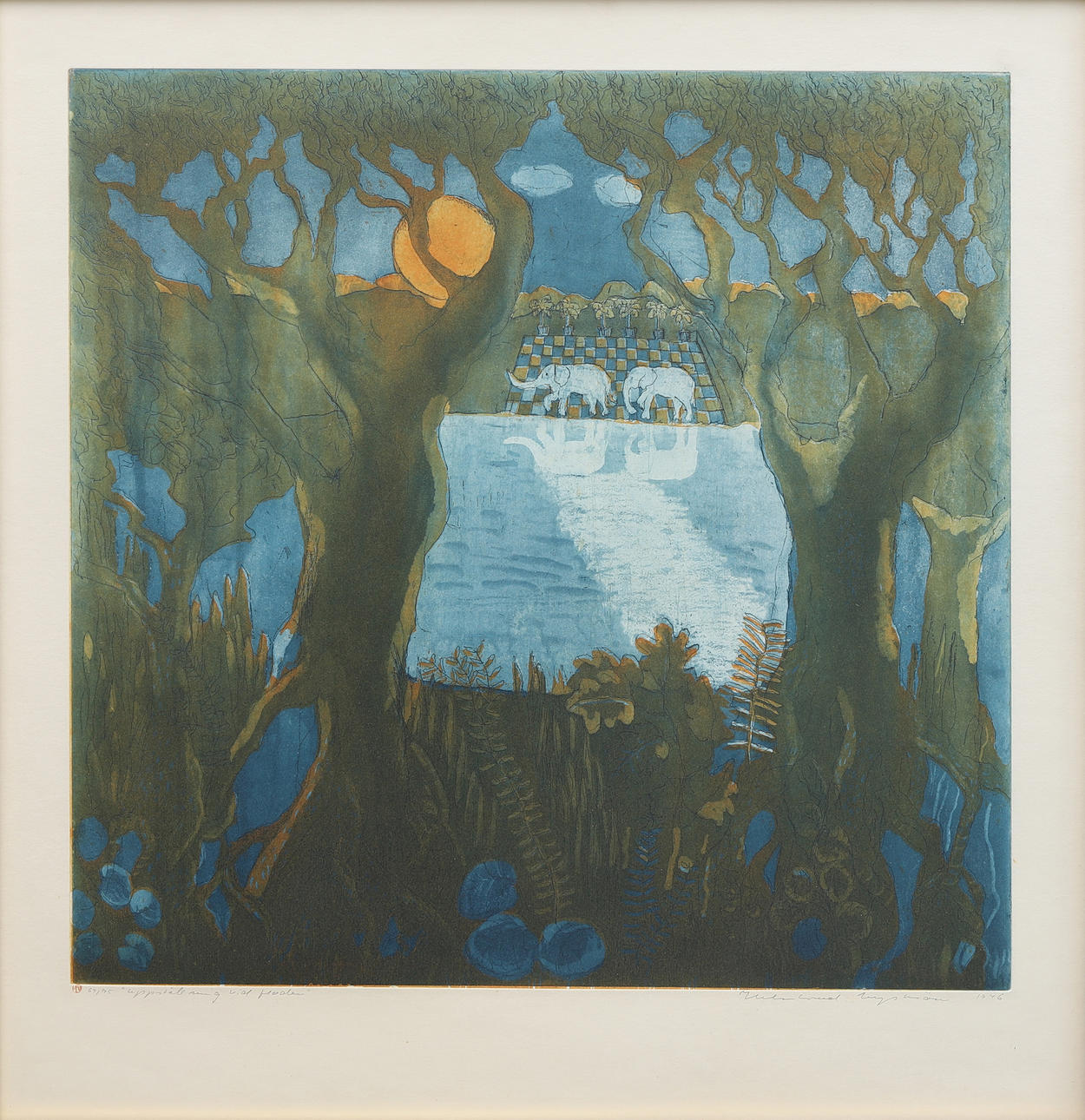 HELMTRUD NYSTRÖM. “Lineup by the River”, signed and numbered 64/75, dated 1976.