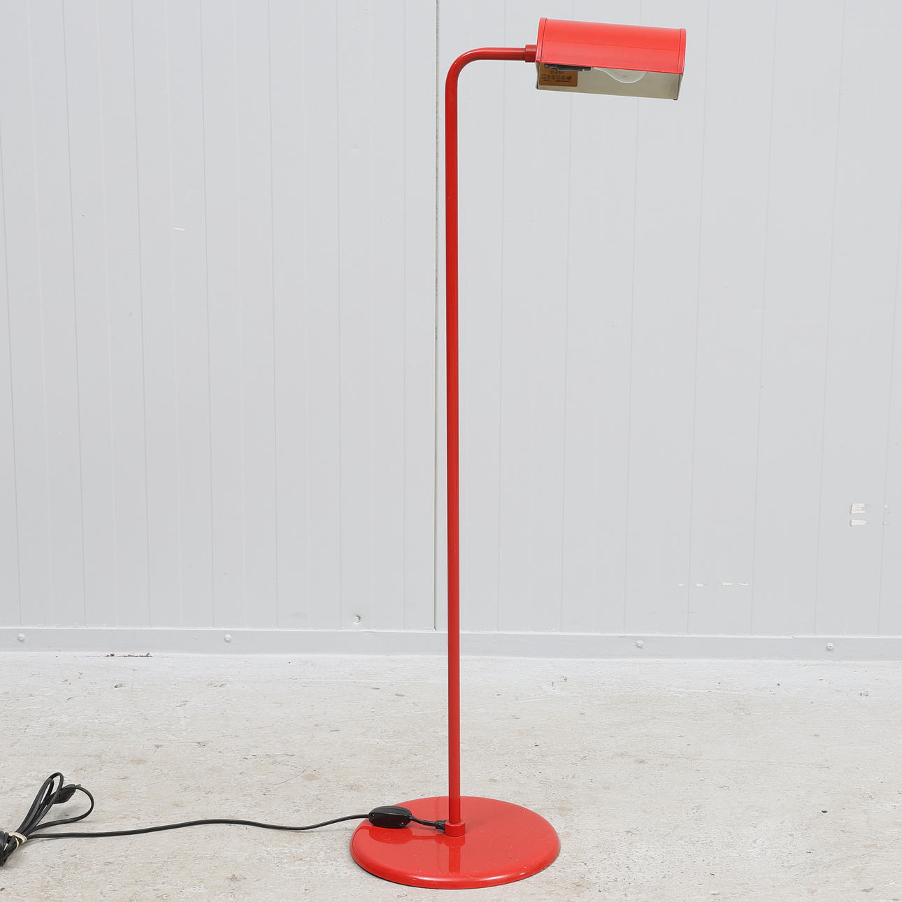 FLOOR LAMP, red lacquered sheet, ABO Randers, Denmark.