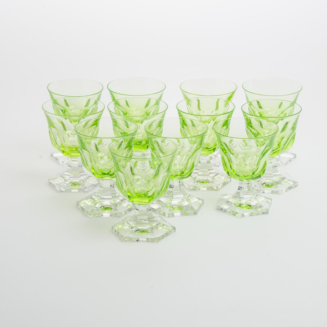 VINGLAS med grön kupa, 12 stycken.