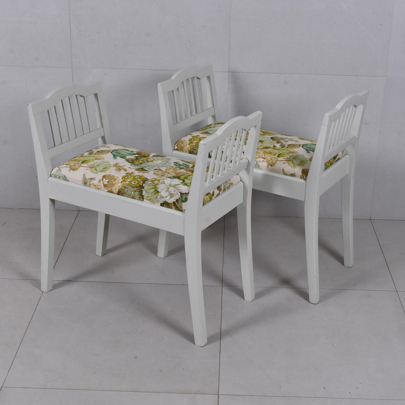 STOOLS 1 pair, white lacquered wood.