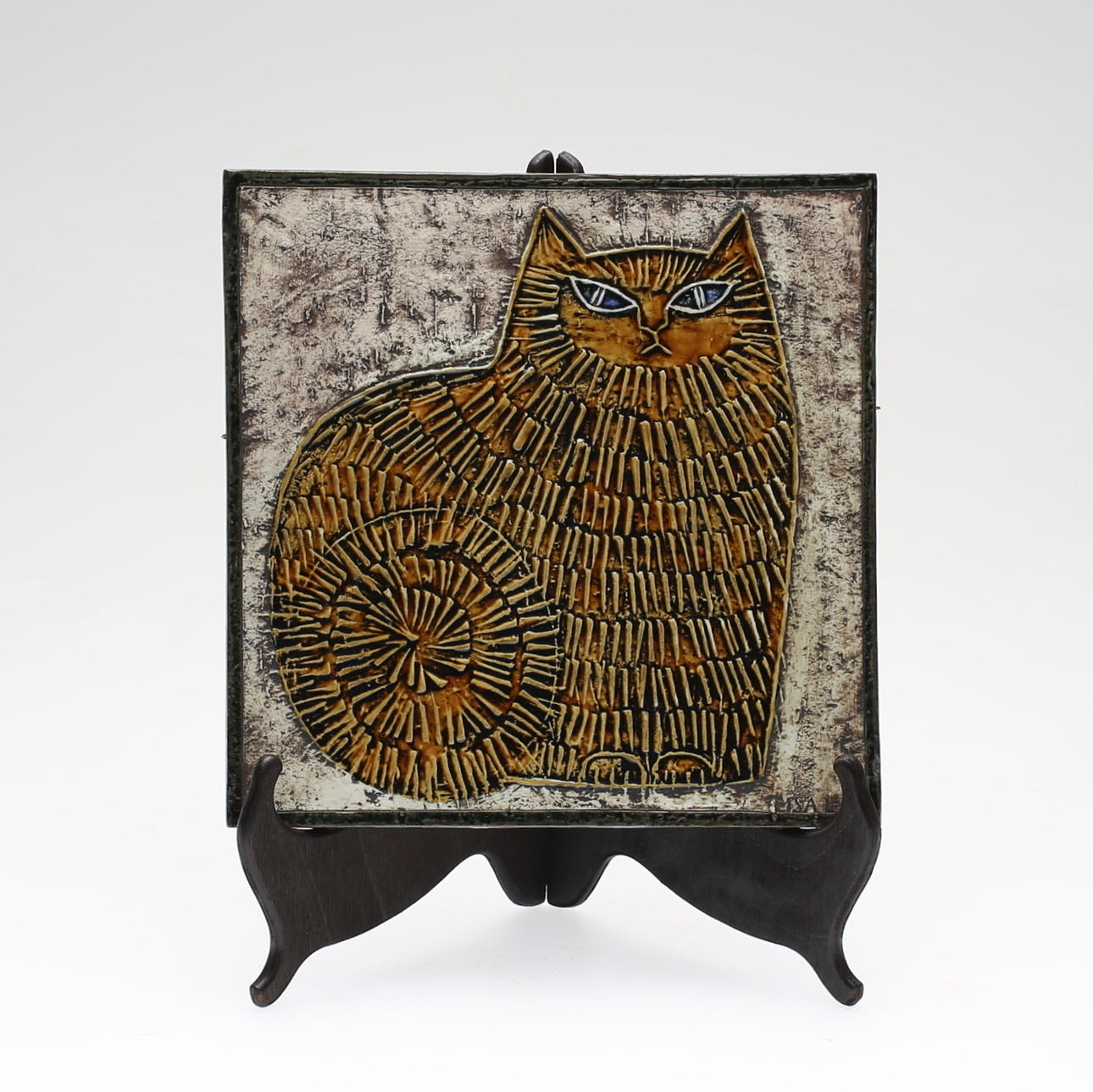 VÄGGPLAKETT, stengods, "Katt", Lisa Larson, Gustavsberg.