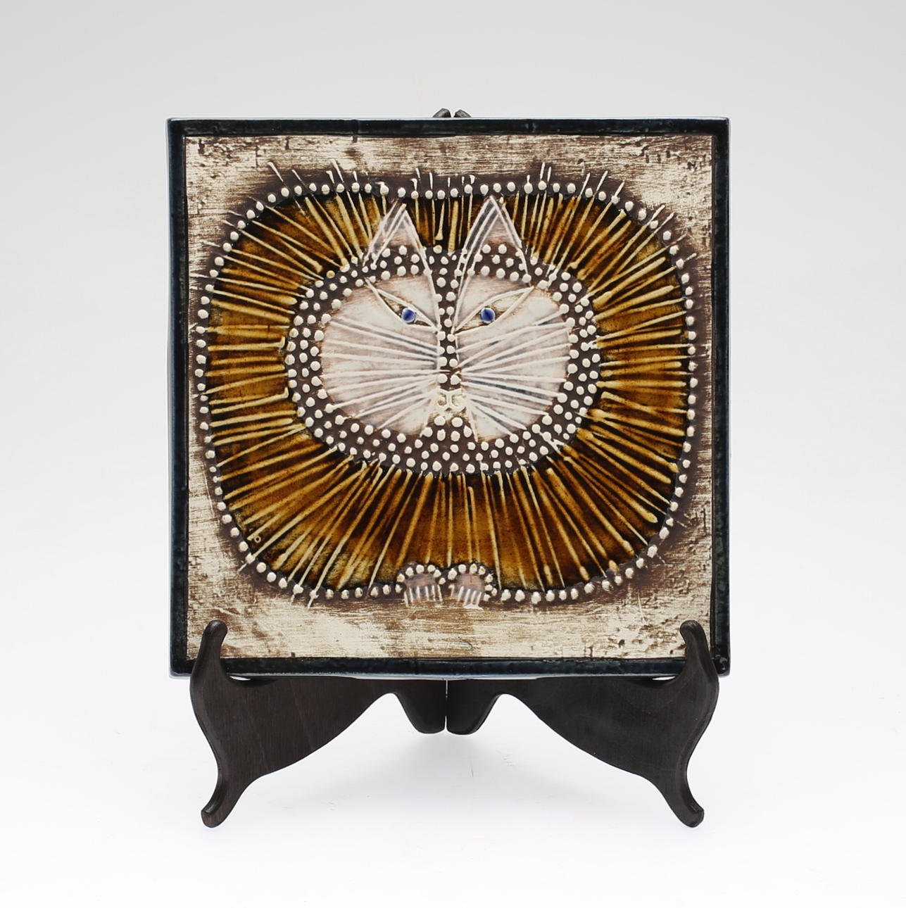 VÄGGPLAKETT, stengods, "Katt", Lisa Larson, Gustavsberg.