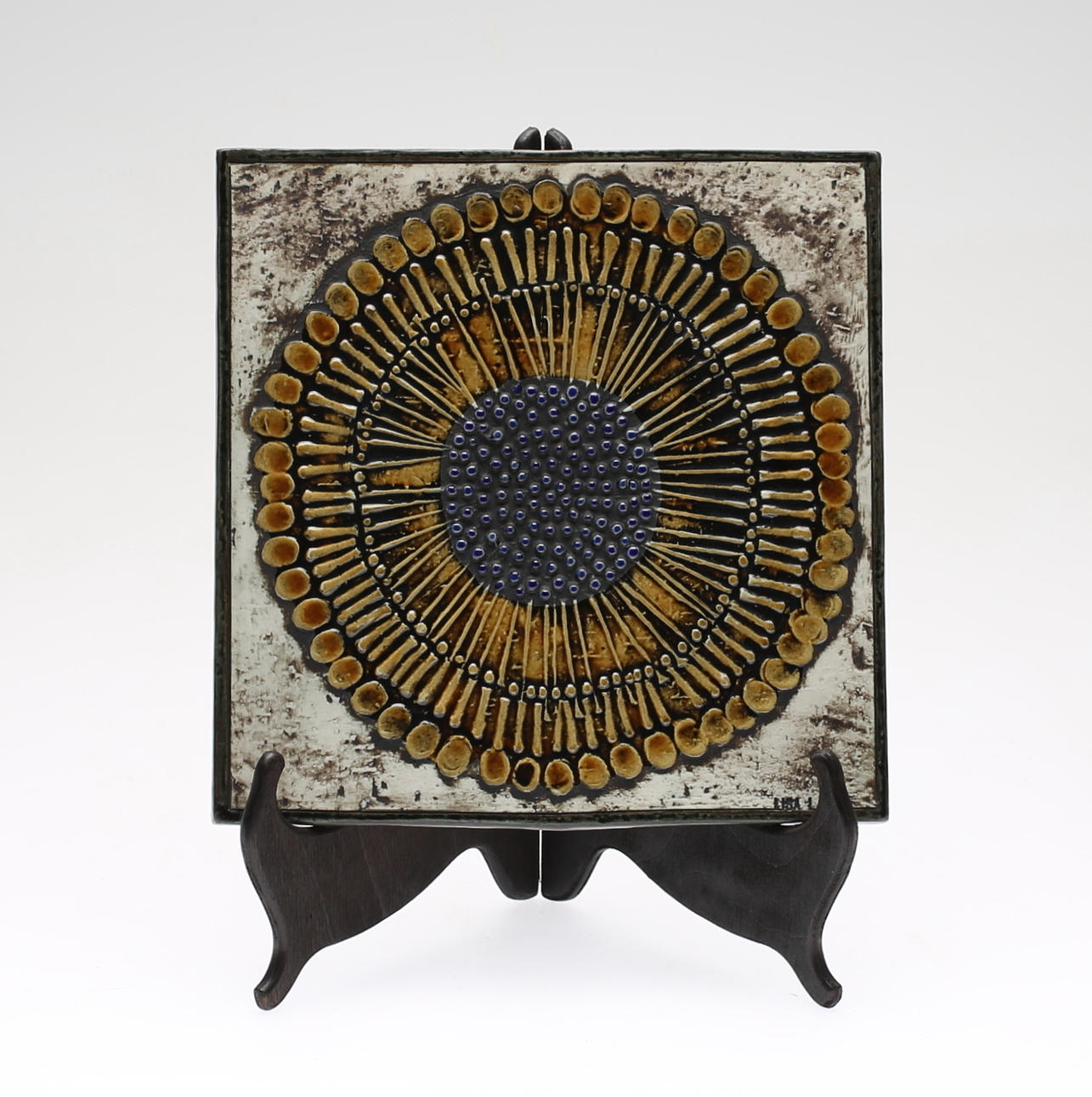 VÄGGPLAKETT, stengods, "Solros", Lisa Larson, Gustavsberg.