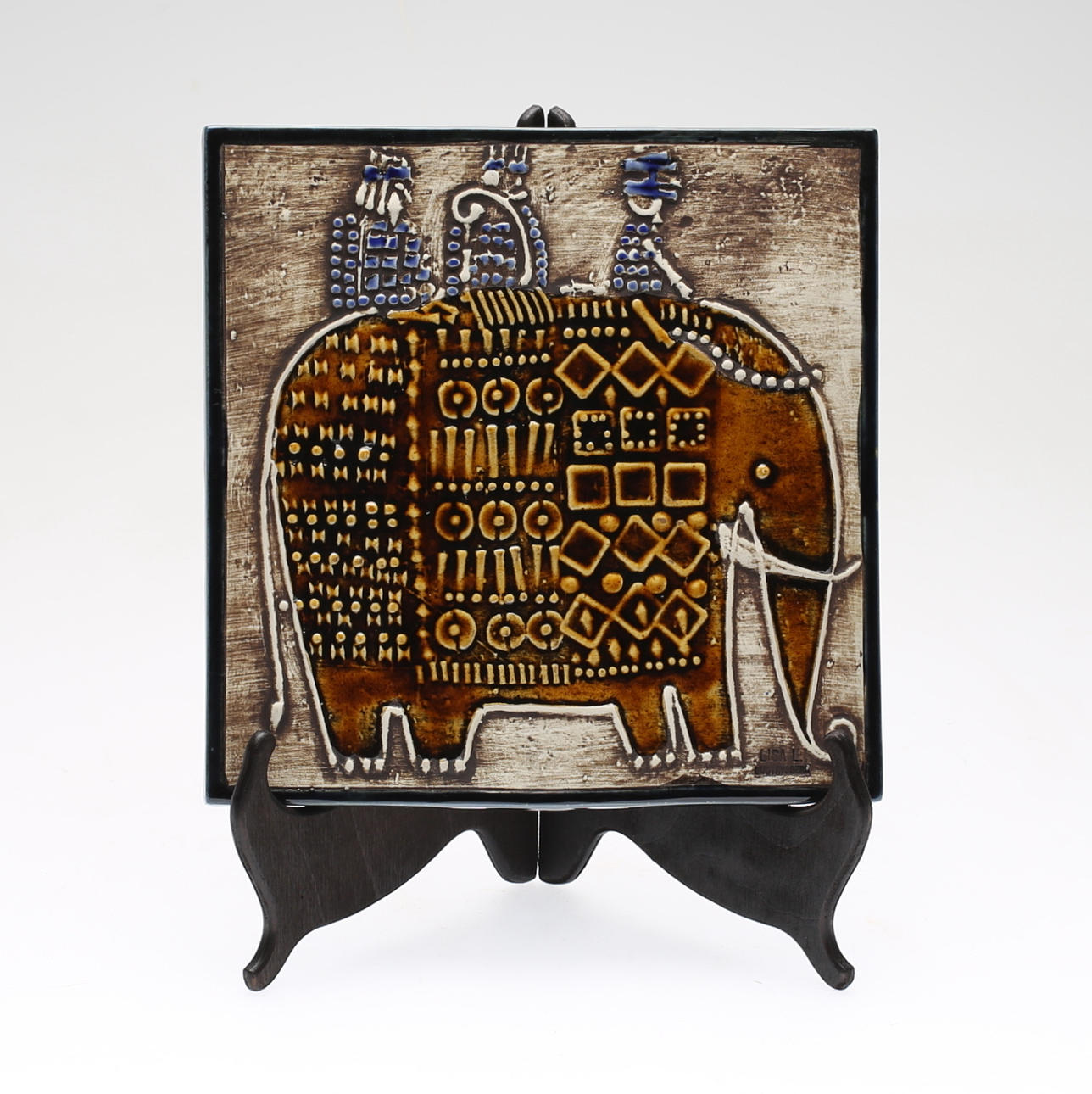 VÄGGPLAKETT, stengods, "Elefant", Lisa Larson, Gustavsberg.