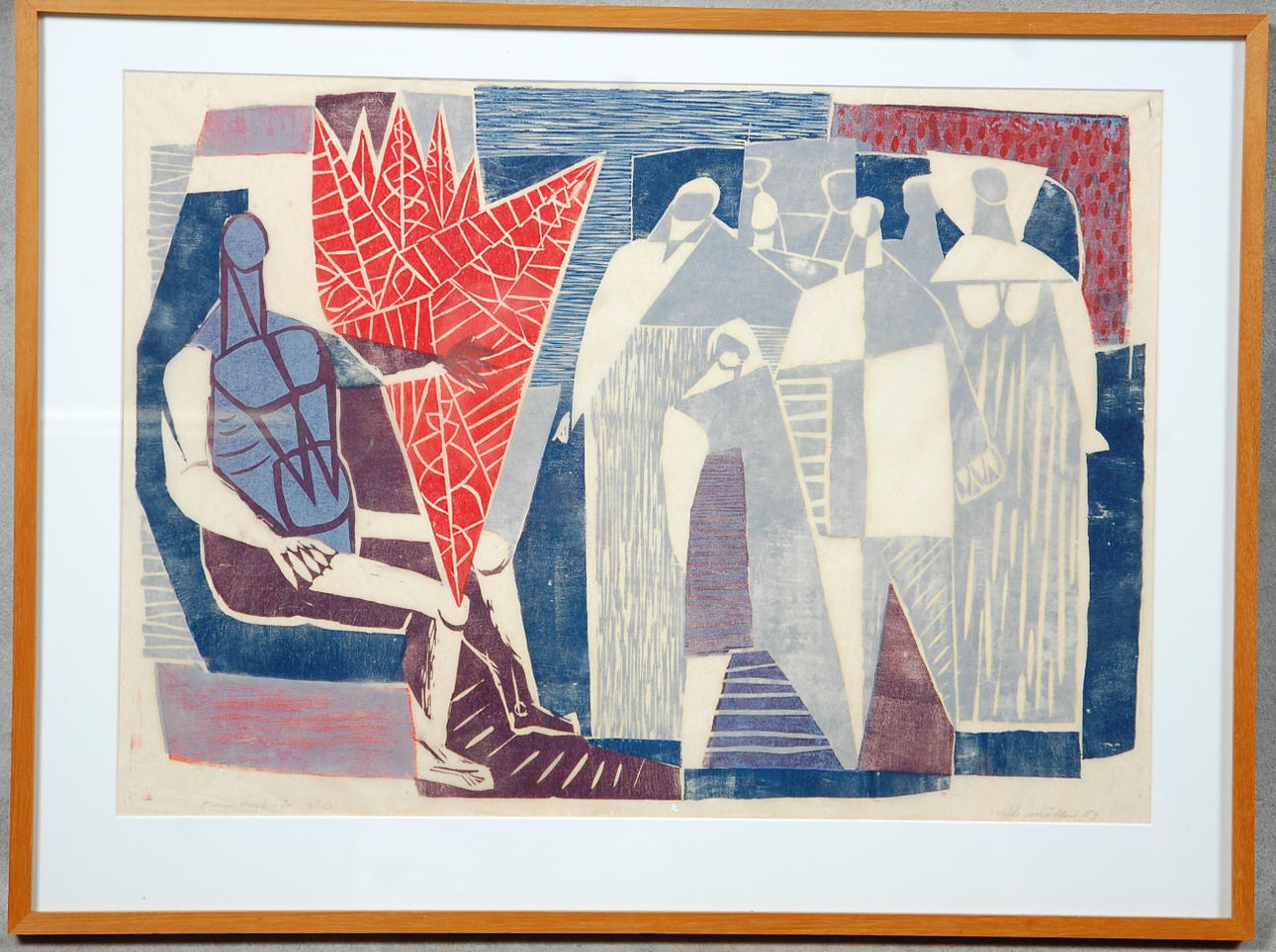 NILS MÖLLER. Träsnitt, signerad, daterad -54.