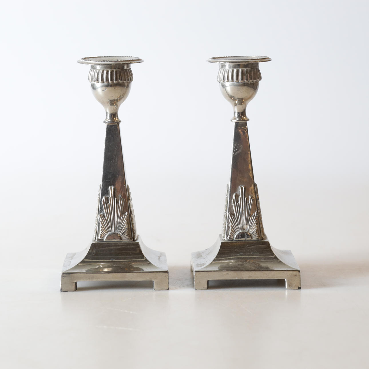 CANDLESTICKS, 1 pair, metal, Solid Lidköping, 1900's.